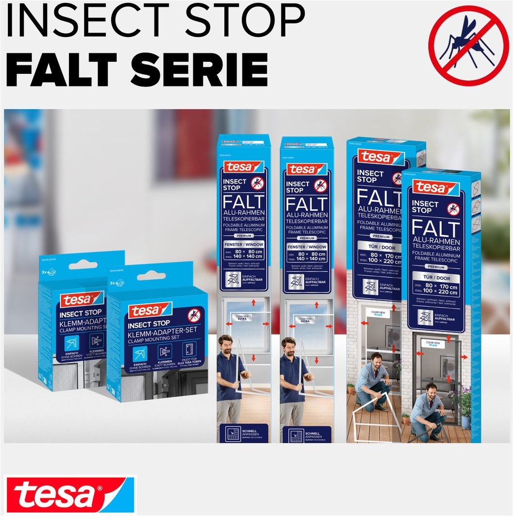 tesa Insektenschutz-Fensterrahmen »FALT Alu Rahmen teleskopierbar Premium« Packung, Teleskop Alu Rahmen, 1 Stk. tlg. Alu Insektenschutz 80 cm x 80 cm bis 140 cm x 140 cm