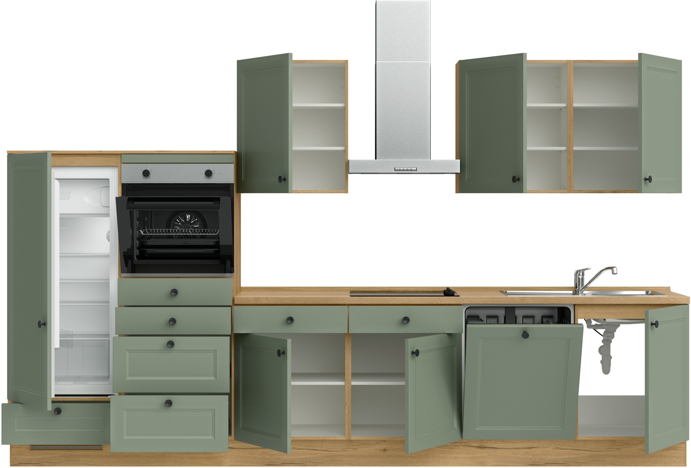 nobilia® Küchenzeile »"Cascada I"«, vormontiert, Ausrichtung wählbar, Breite 360 cm, wahlw. mit E-Geräten