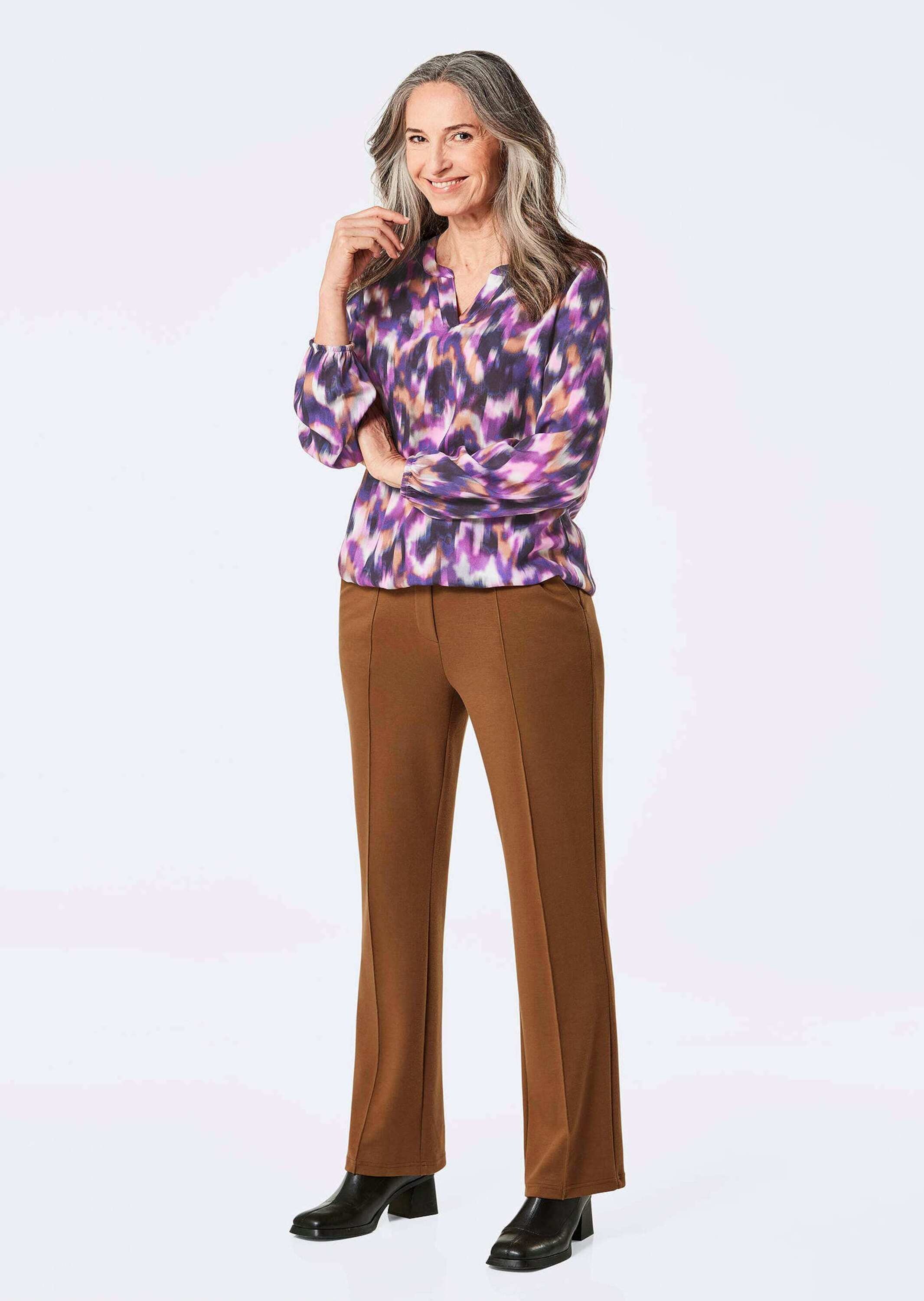 GOLDNER Klassische Bluse "Kurzgröße Bluse" Tunika-Ausschnitt günstig online kaufen