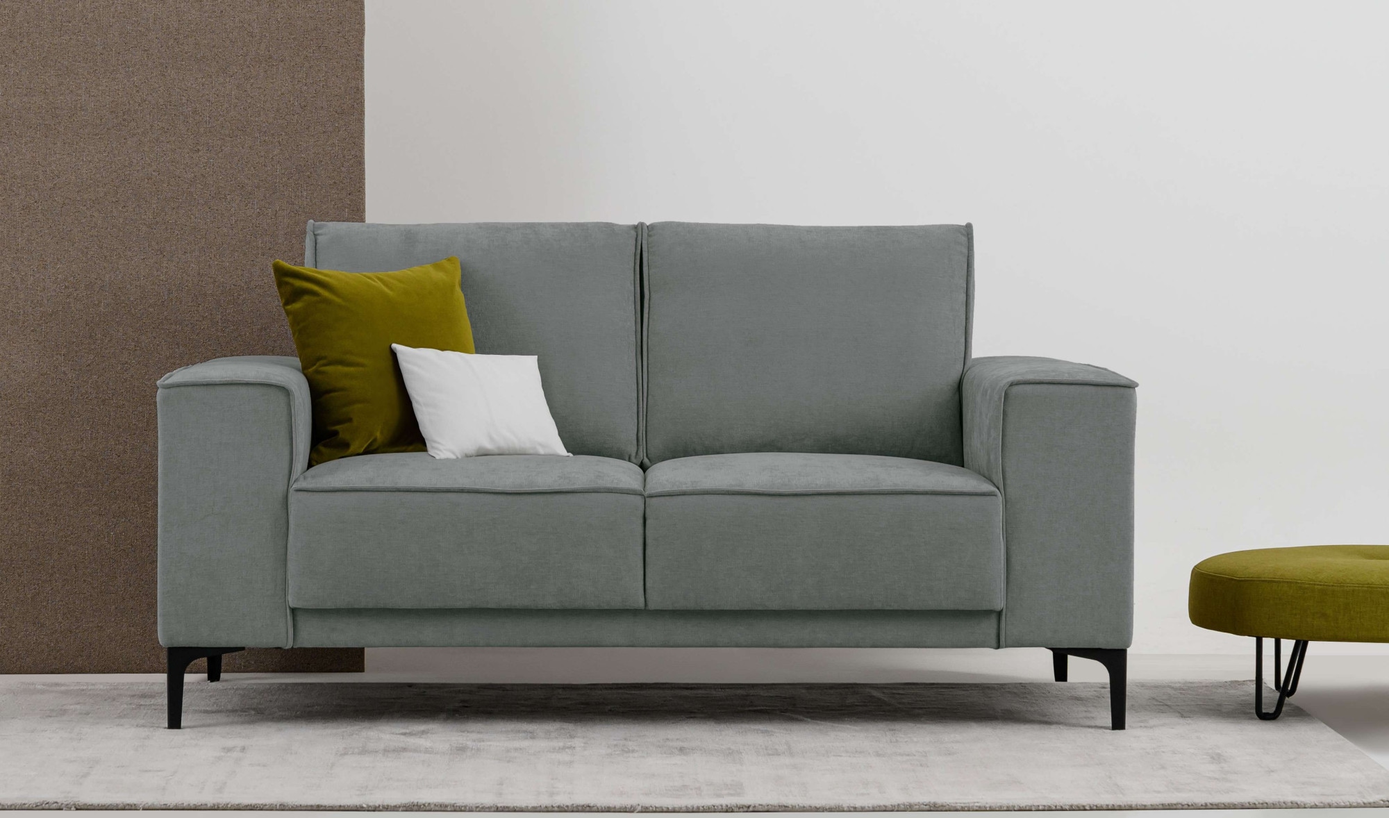 OTTO home 2-Sitzer "OLAND Struktur fein, Sofa, B: 164 cm, Skandi-Design" 164 cm, Wellenunterfederung, Skandi-Design, Metallfüße