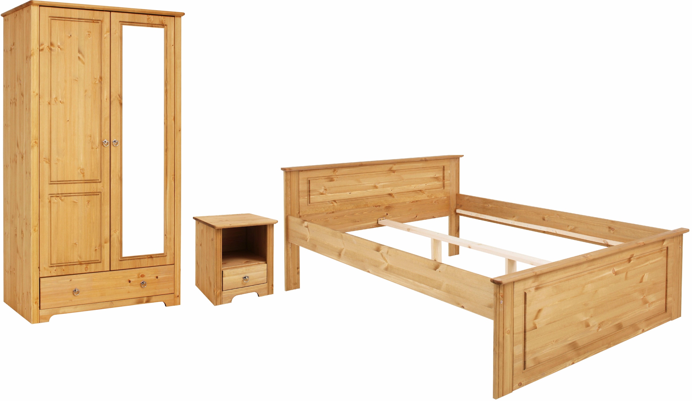 Home affaire Schlafzimmer-Set »Hugo«, (Set, 3 tlg.), Bett 140x200cm, 2-trg Kleiderschrank und 1 Nachttisch