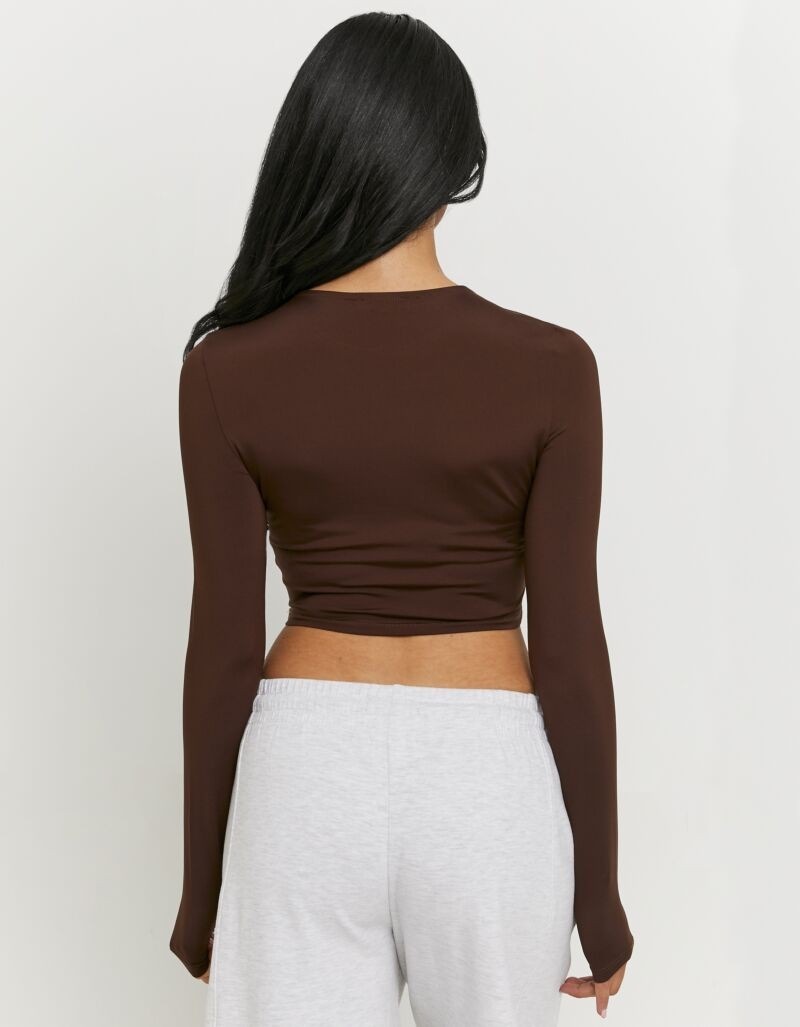 Thumbnail - Tally Weijl Langarmshirt "STSPAPRETTY2" Materialmix, Basic Shirt, bauchfrei in schlichter Optik