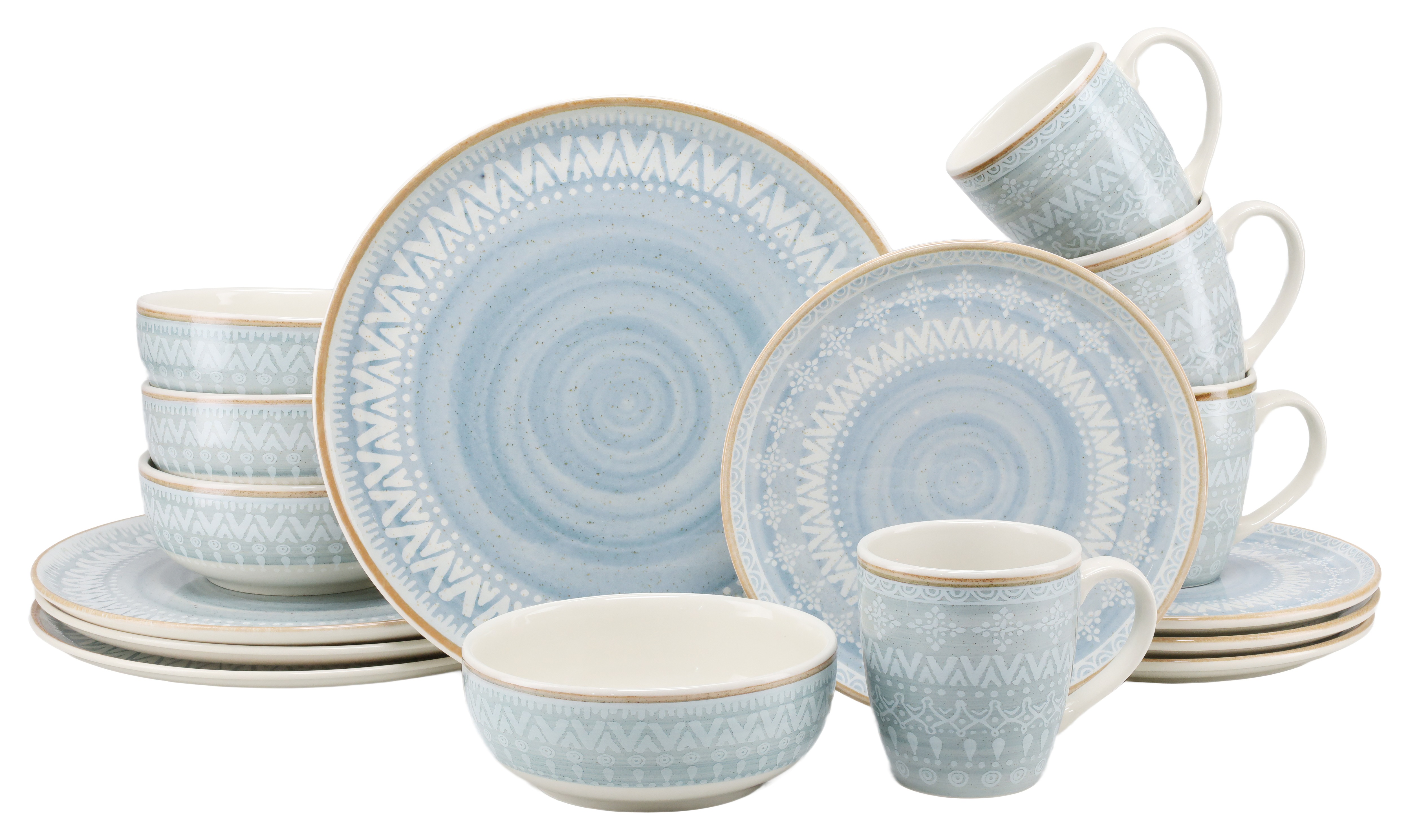 CreaTable Kombiservice "Congo, Geschirr-Set, 16-tlg." Hochwertige Inglasur, glänzende Oberfläche