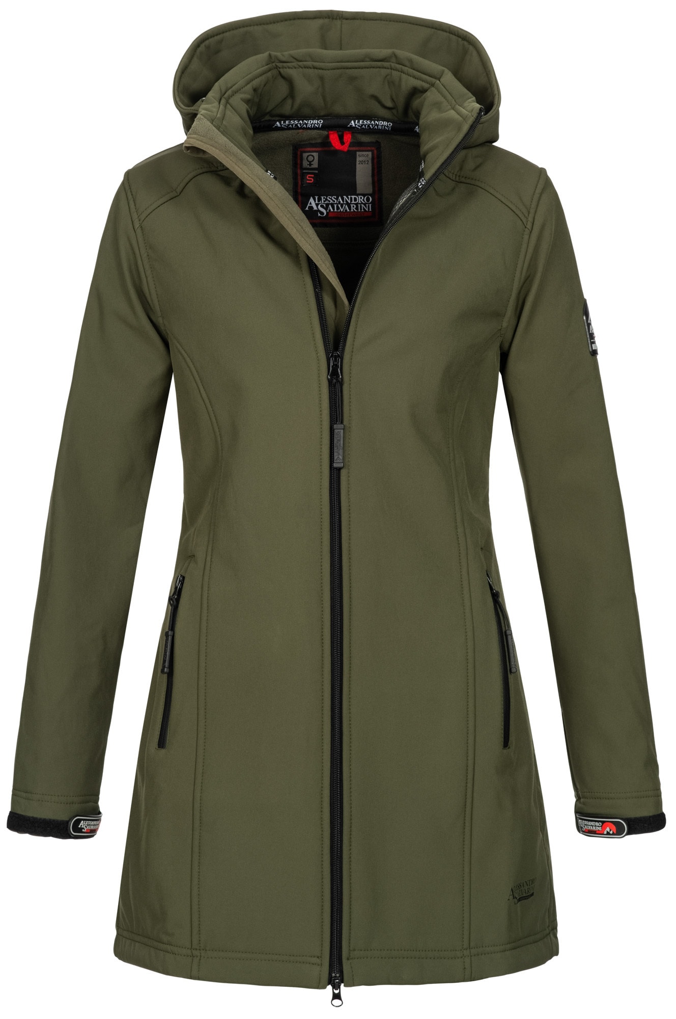 Alessandro Salvarini Softshelljacke »Alessia«, lang mit abnehmbarer Kapuze