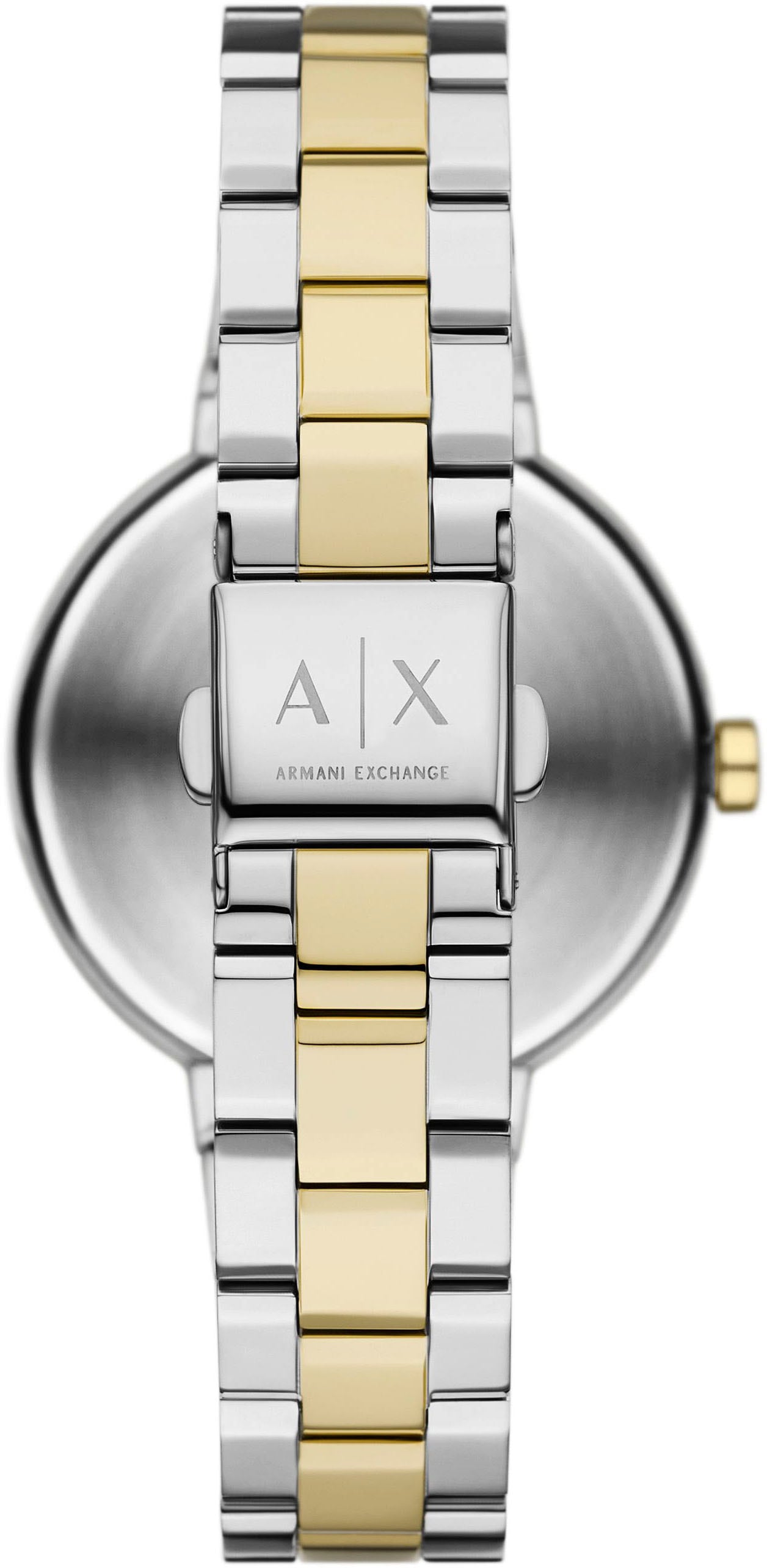 ARMANI EXCHANGE Quarzuhr, Armbanduhr, Damenuhr, Edelstahlarmband, analog, Glassteine