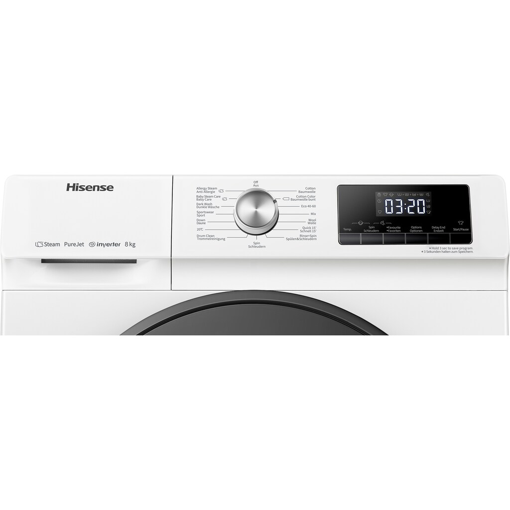 Hisense Waschmaschine, WFQA8014EVJM, 8 kg, 1400 U/min