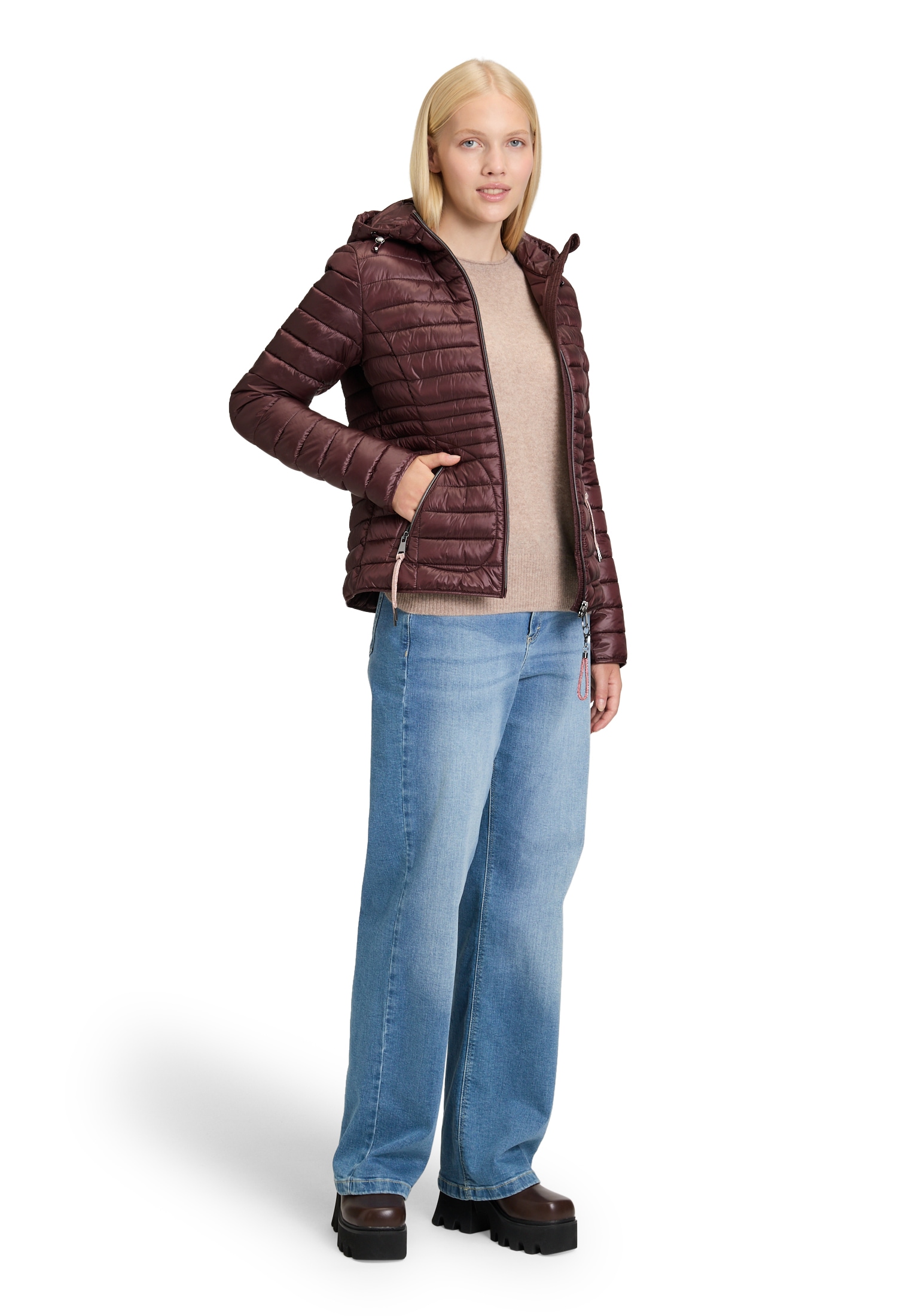 Cartoon Steppjacke »Cartoon Damen Steppjacke mit Reißverschlusstaschen«, mit Kapuze