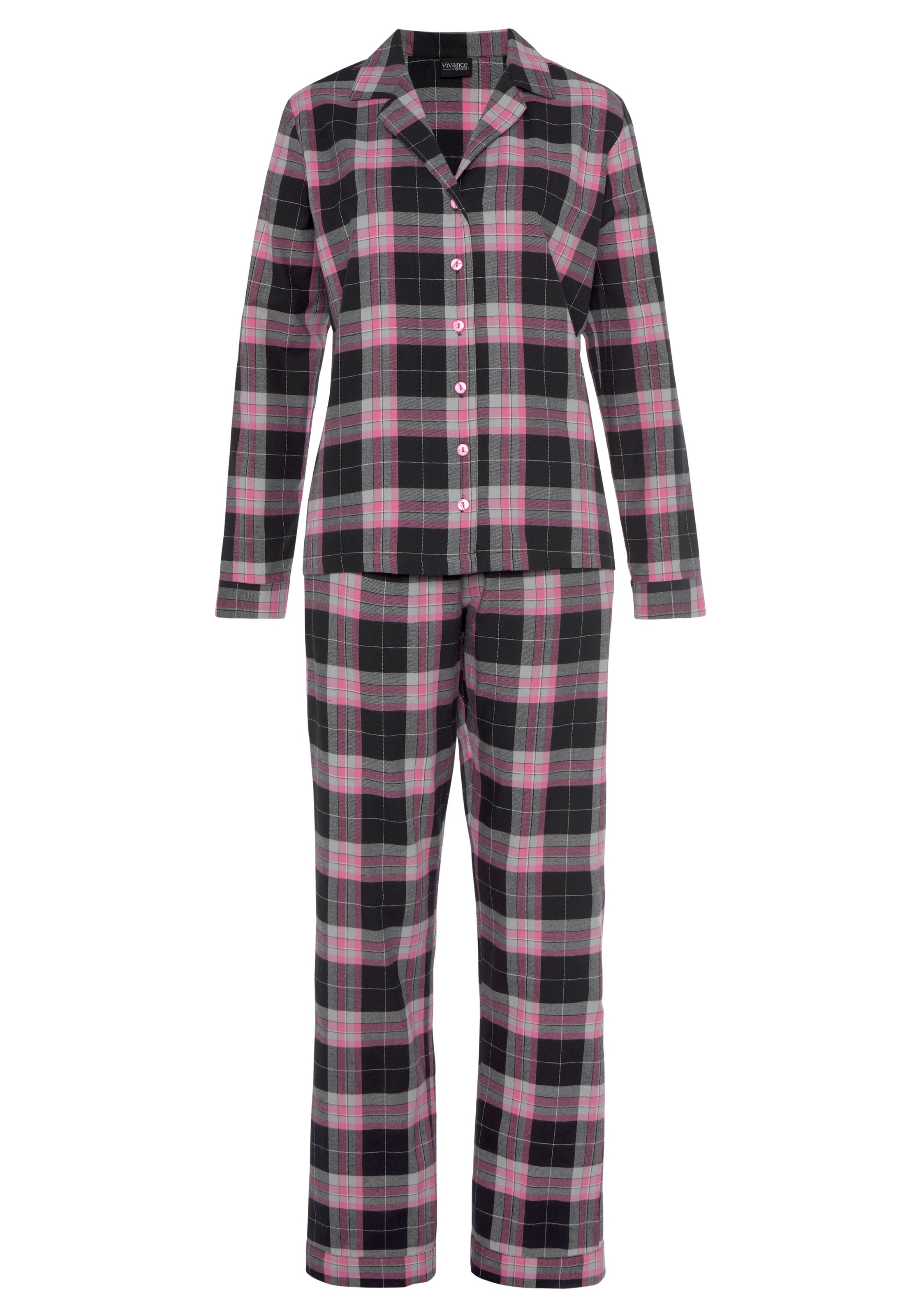 Vivance Dreams Pyjama, (2 tlg.), aus kuschelig weichem Flanell