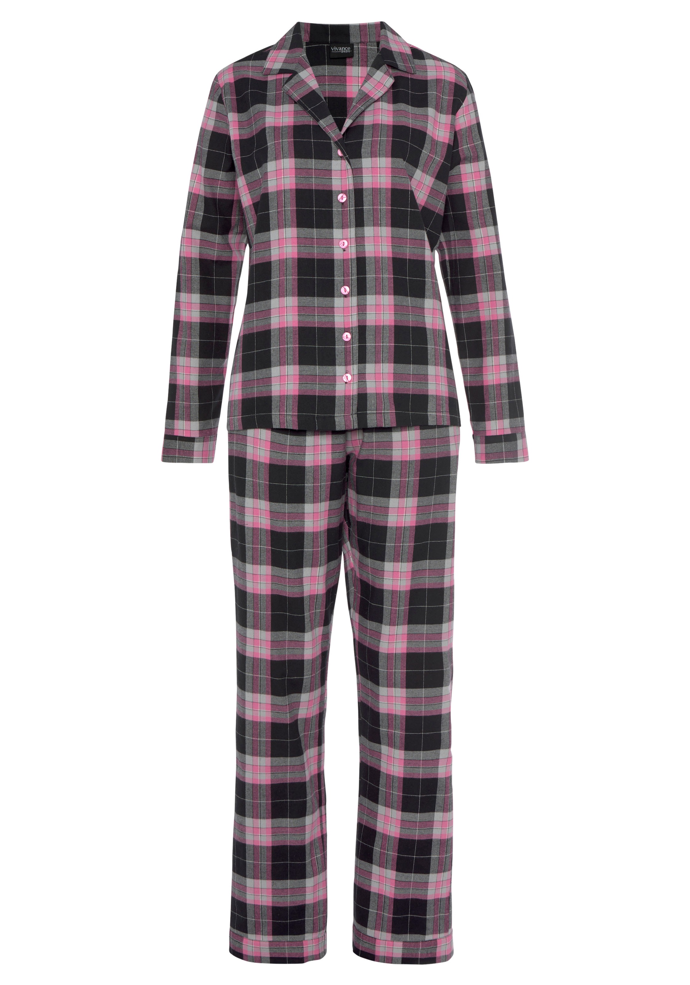 Vivance Dreams Pyjama, (2 tlg.), aus kuschelig weichem Flanell günstig online kaufen