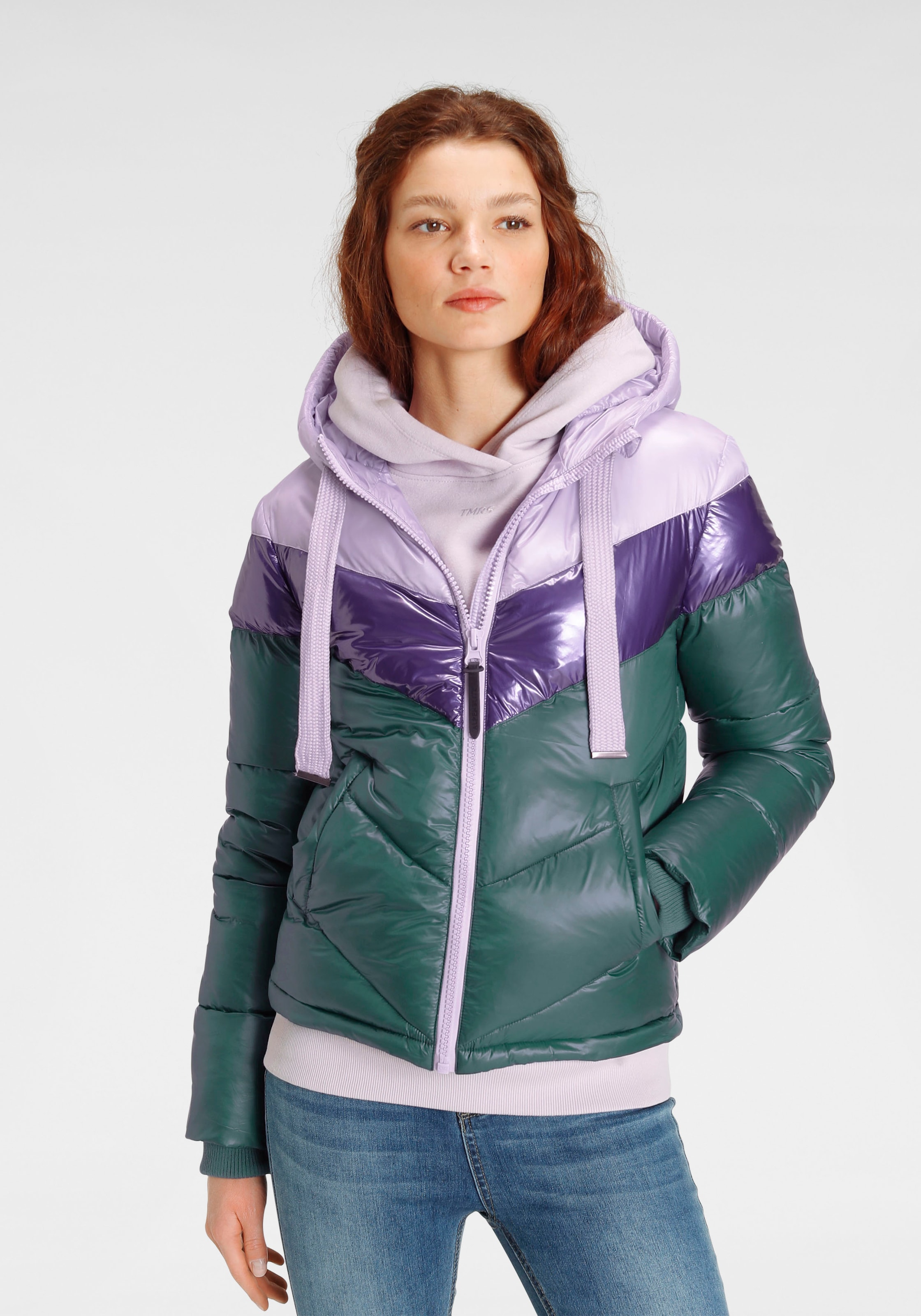 mit Steppjacke coolen »Puncak«, | ALPENBLITZ kaufen Kapuze, für BAUR Colourblocking im