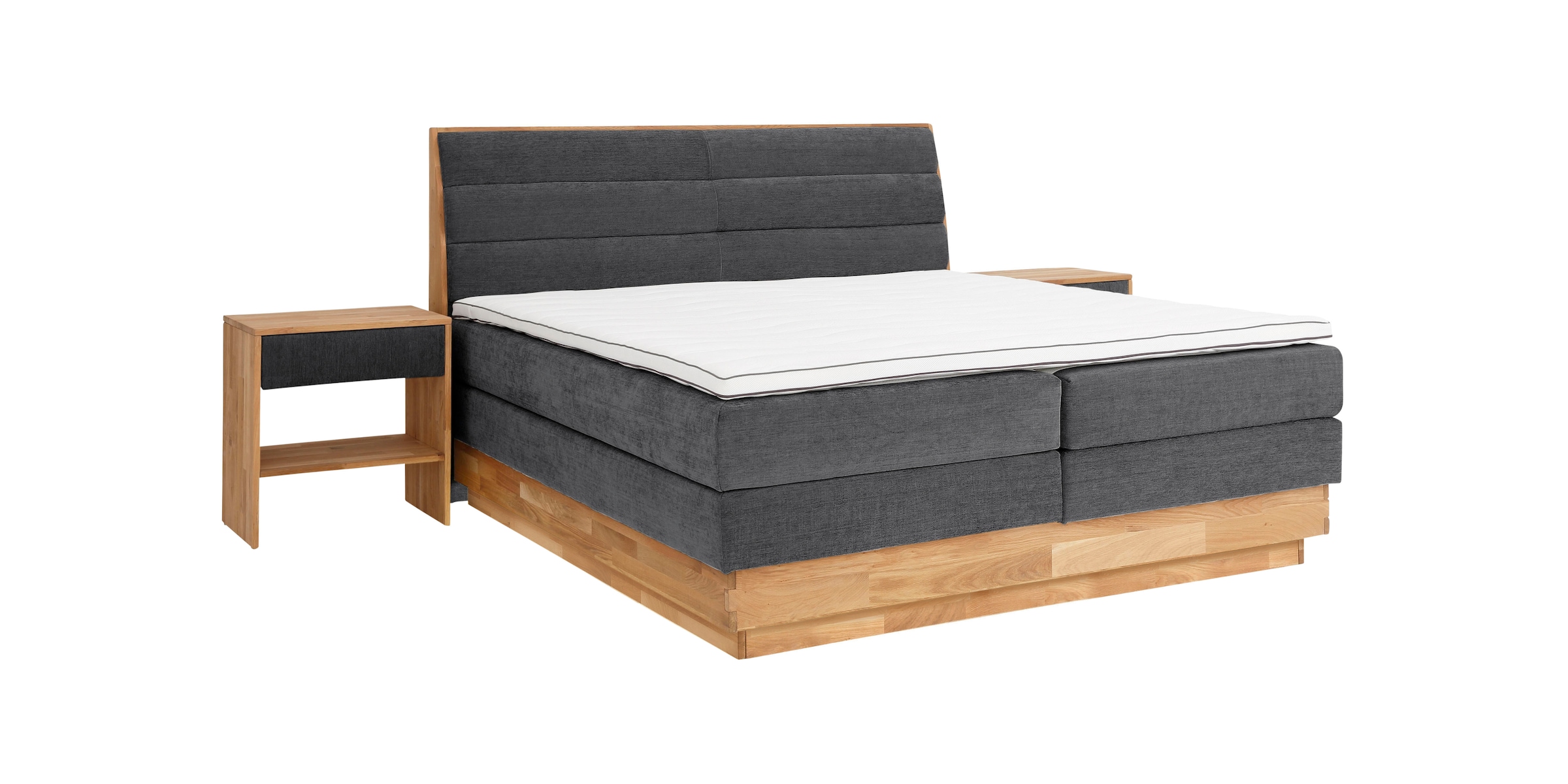OTTO products Boxspringbett »Jenna«, ohne LED-Beleuchtung, mit zertifizierten, recycelten Bezugsstoffen