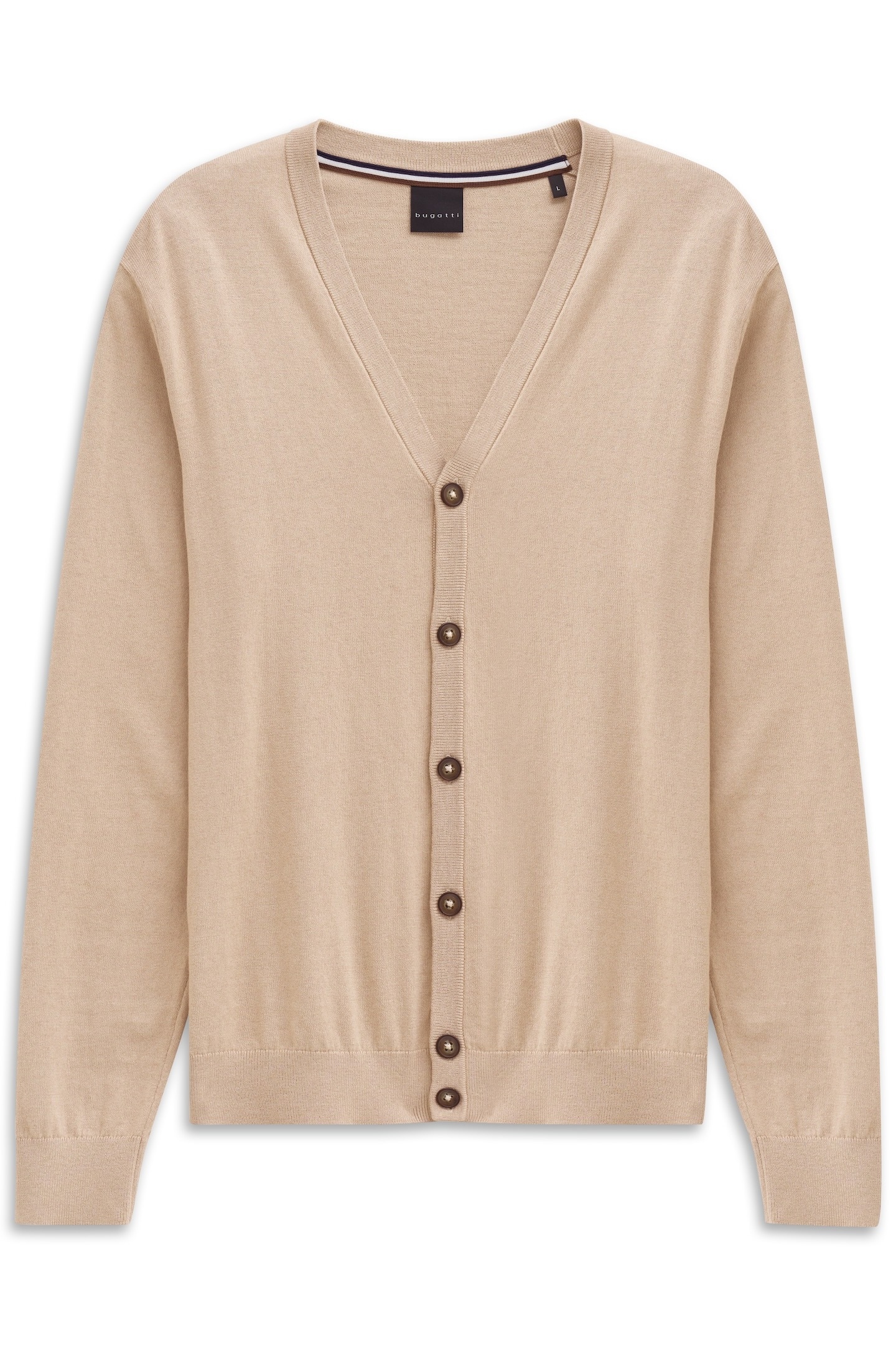 bugatti Cardigan »Modern Fit«, mit V-Ausschnitt aus Baumwolle-Kaschmir