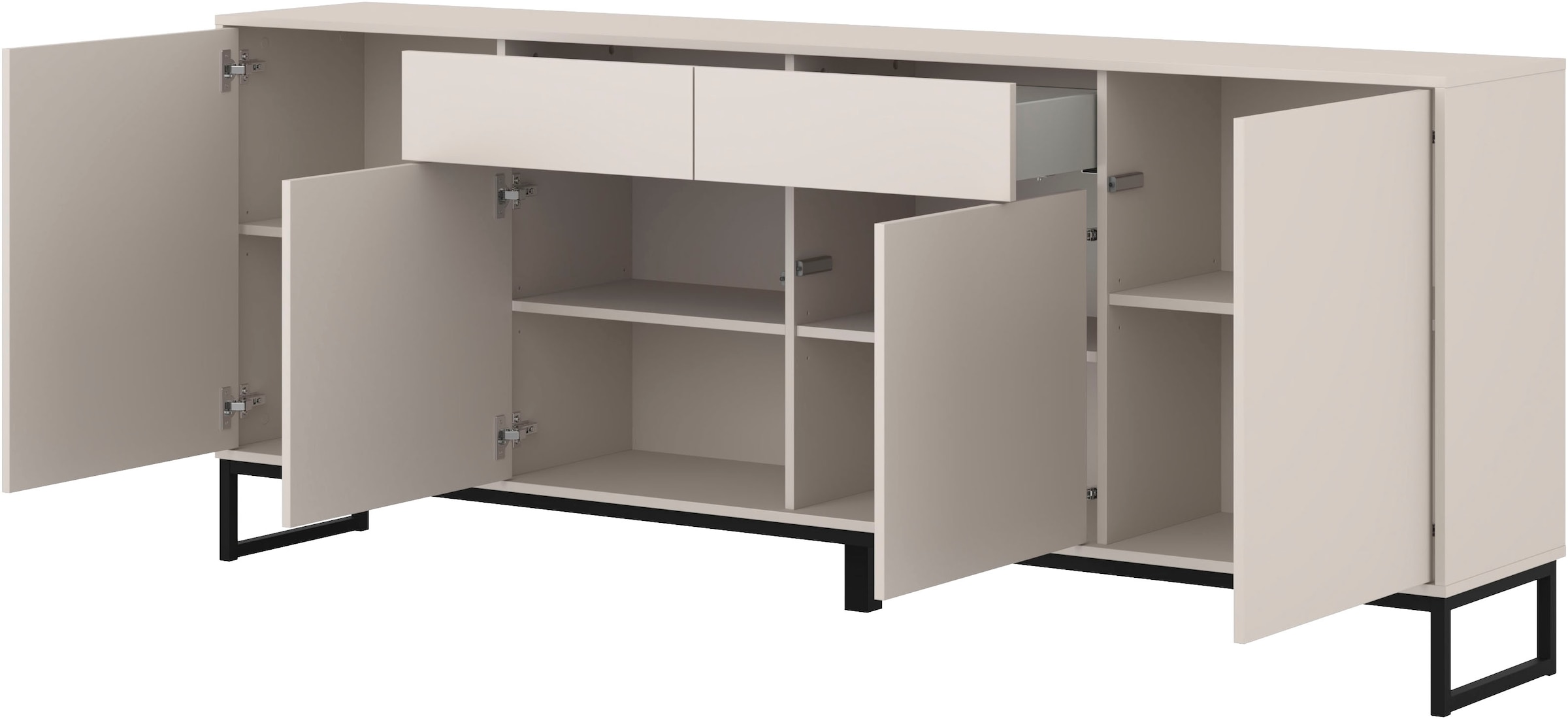 OTTO home Sideboard »Olbia, Breite 208,5 cm, grifflose Kommode 4 Türen/2 Schubkästen.« Schubladenkommode mit viel Stauraum, Einlegeböden verstellbar
