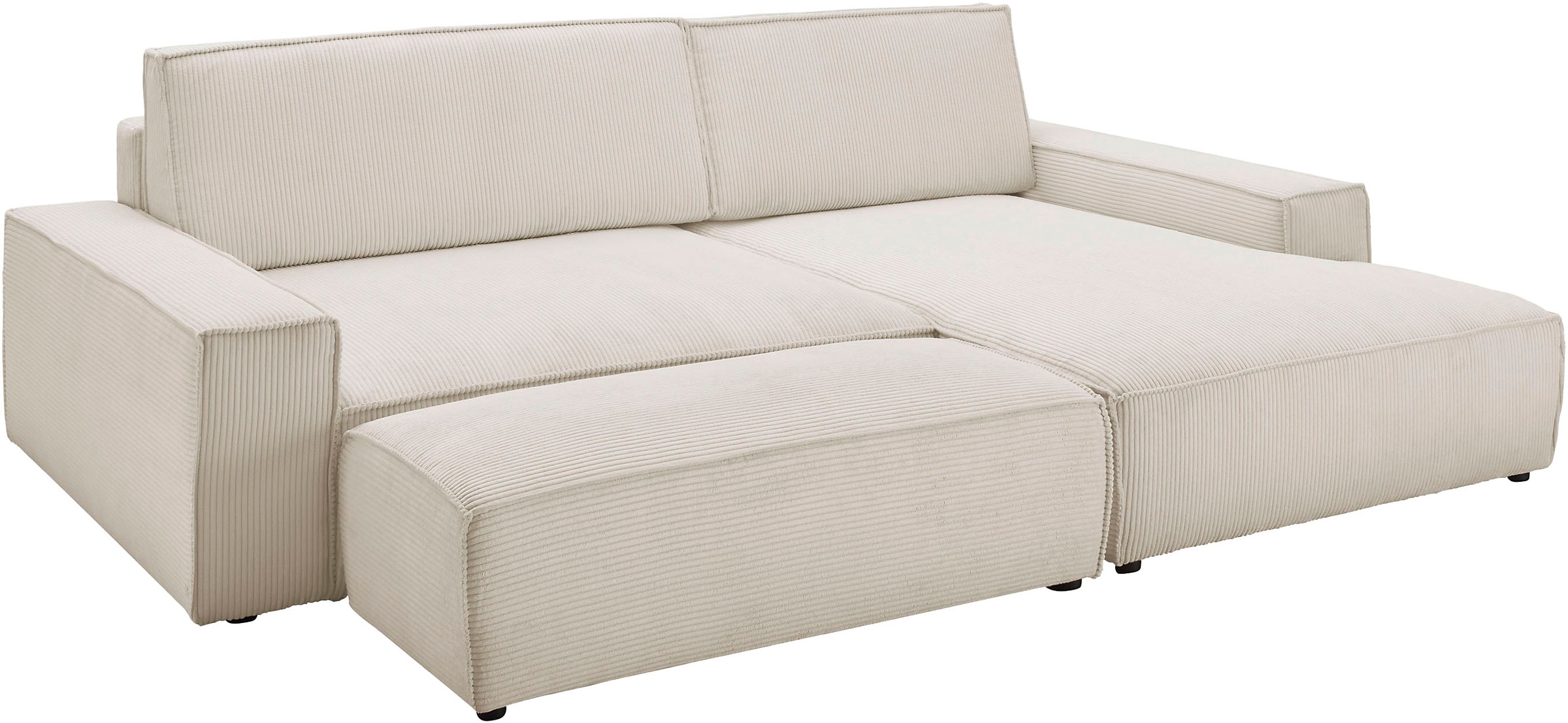 Home affaire Polsterecke »NEU: SHERWOOD XXL tief, L-Form mit Schlaffunktion, Big-Sofa mit Hocker«, (Set, 2 St.), stellbar zum Schlafsofa (Krokodilverbinder), Cord, Leinenoptik