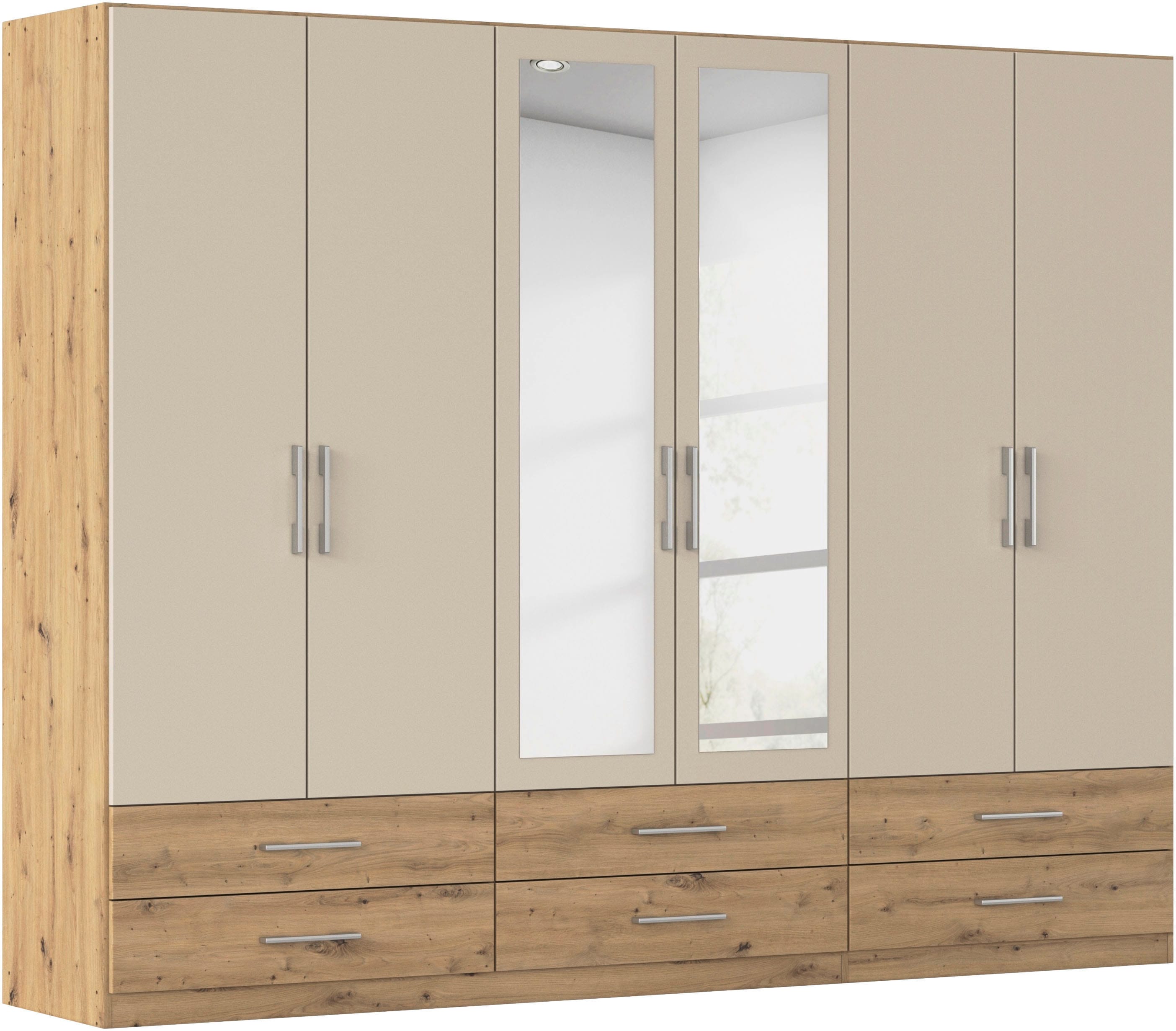 rauch Kleiderschrank "Schrank Garderobenschrank Mehrzweckschrank Schlafzimmer HERSBRUCK" 3 verschiedene Ausstattungen BASIC/CLASSIC/PREMIUM (inkl. SOFT-CLOSE), mit großzügigen Schubladen sowie Spiegeltüren MADE IN GERMANY