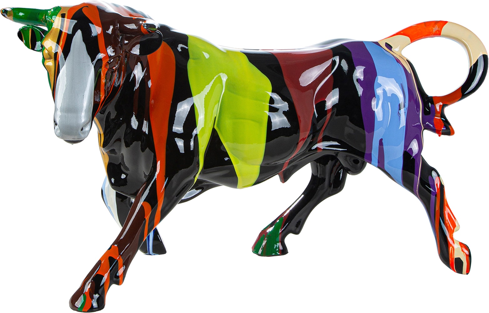 GILDE Skulptur "Figur Stier Colorox mehrfarbig" Tierfigur Kunstfigur Pop-Art-Stil Designobjekt Sammlerfigur
