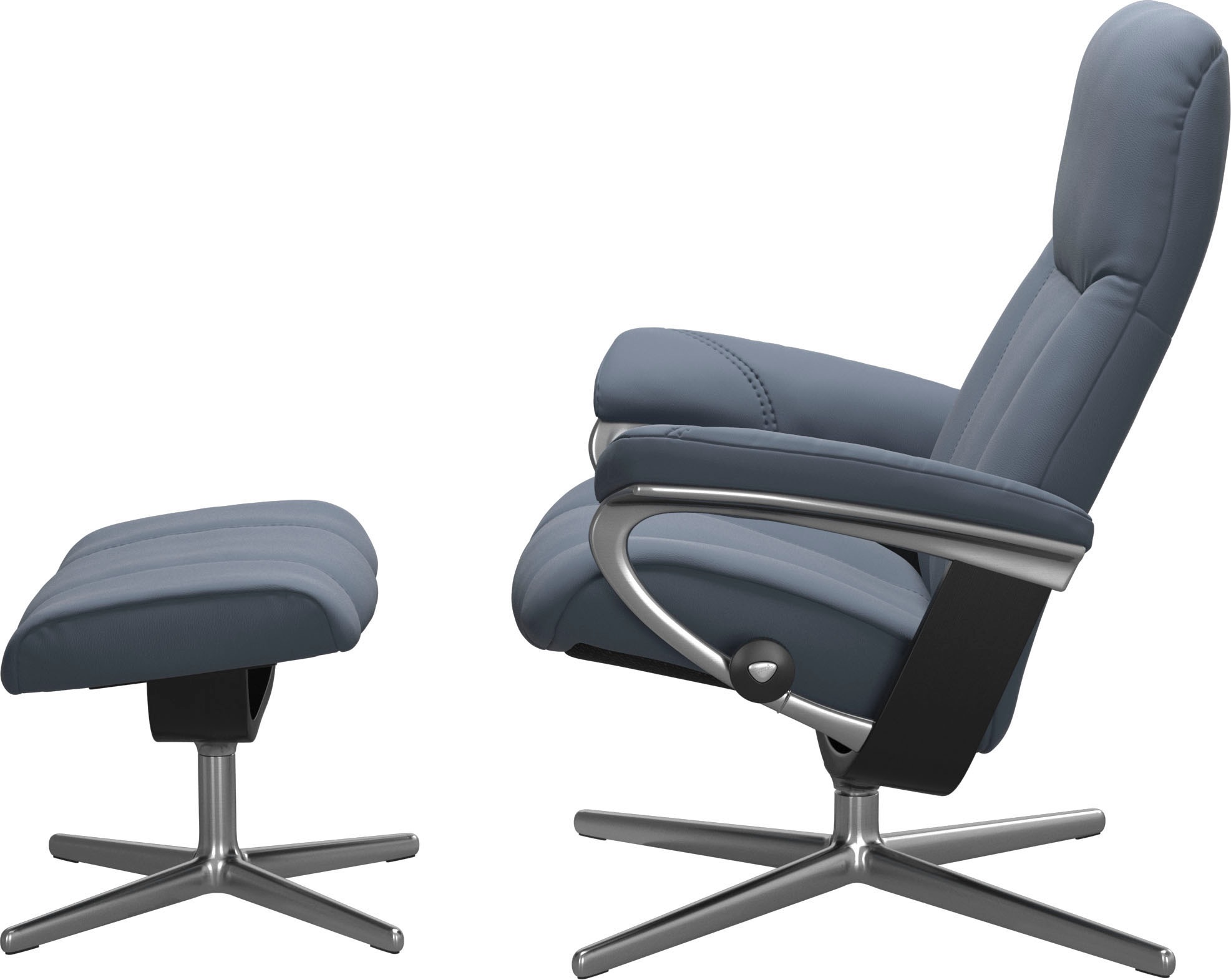 Stressless® Relaxsessel »Consul«, (Set, Relaxsessel mit Hocker), mit Hocker, mit Cross Base, Größe S, M & L, Holzakzent Schwarz