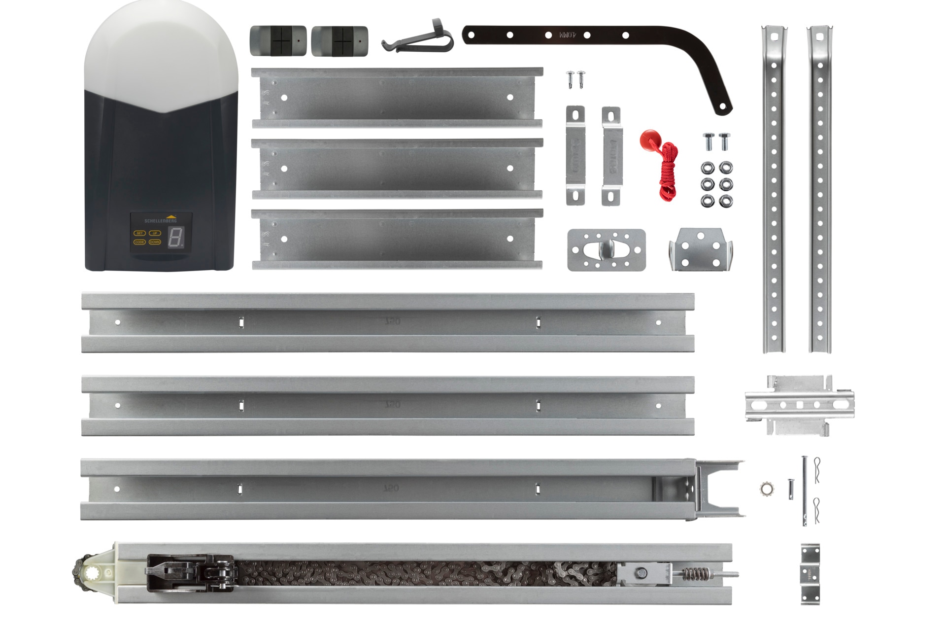 SCHELLENBERG Garagentorantrieb »Powerlift 800 N, max. Torfläche 14 m², Zugkraft 800 N« inkl. 2x 4-Kanal Handsender und Sonnenblendenclip