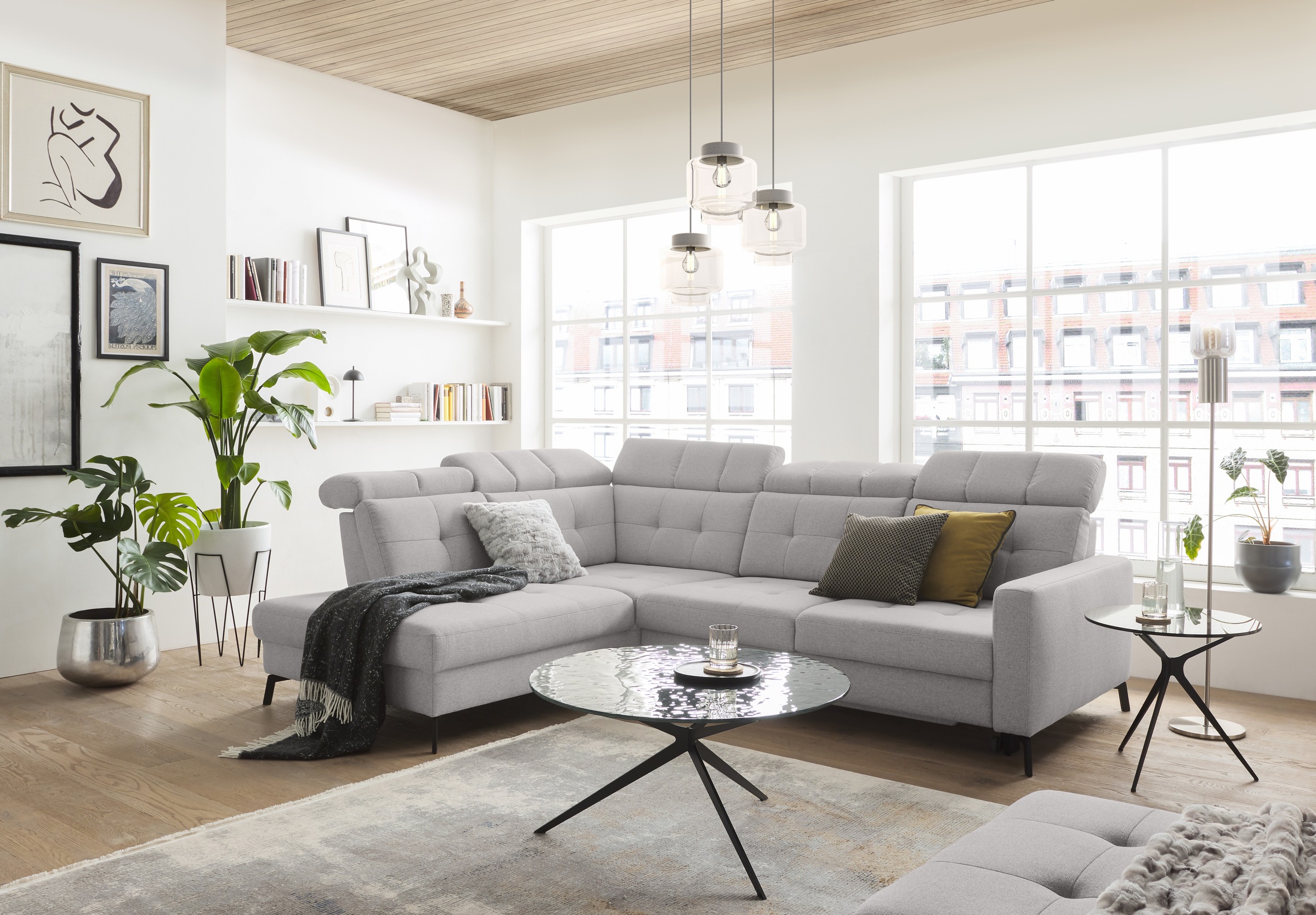 Musterring Ecksofa "MR 4615" mit Kopf- und Rückenverstellung, Metallfuß schwarz, Maße 272 x 214 cm