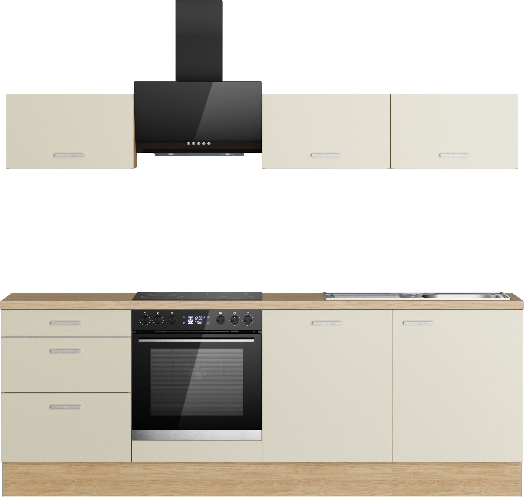KOCHSTATION Küchenzeile "KS-Sion Breite 240 cm" schnelle Montage OPTIsnap, wahlw. m.HANSEATIC-E-Geräten u.Stand Alone