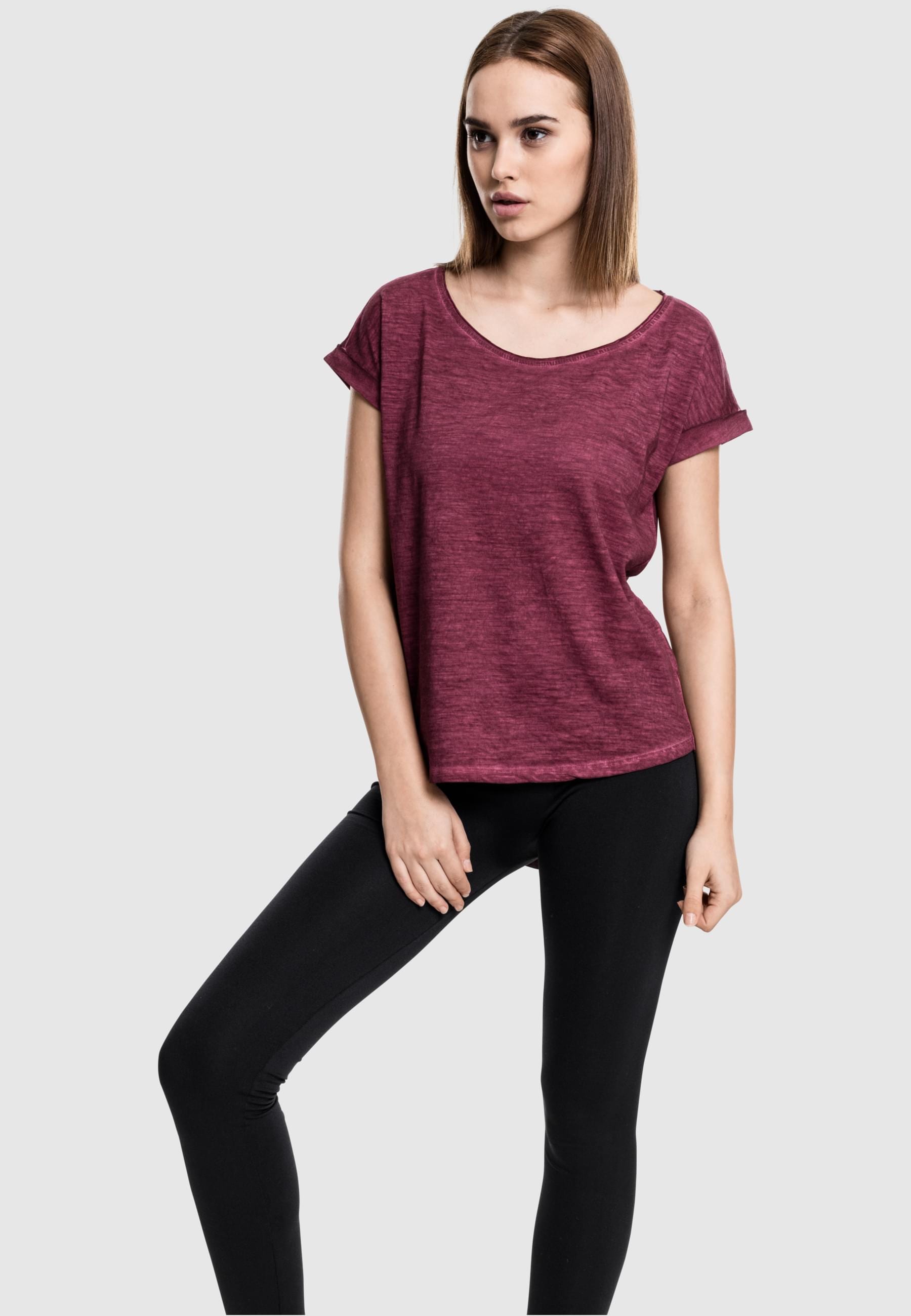 URBAN CLASSICS Kurzarmshirt »Urban Classics Damen Ladies Long Back Shaped Spray Dye Tee«, (1 tlg.)