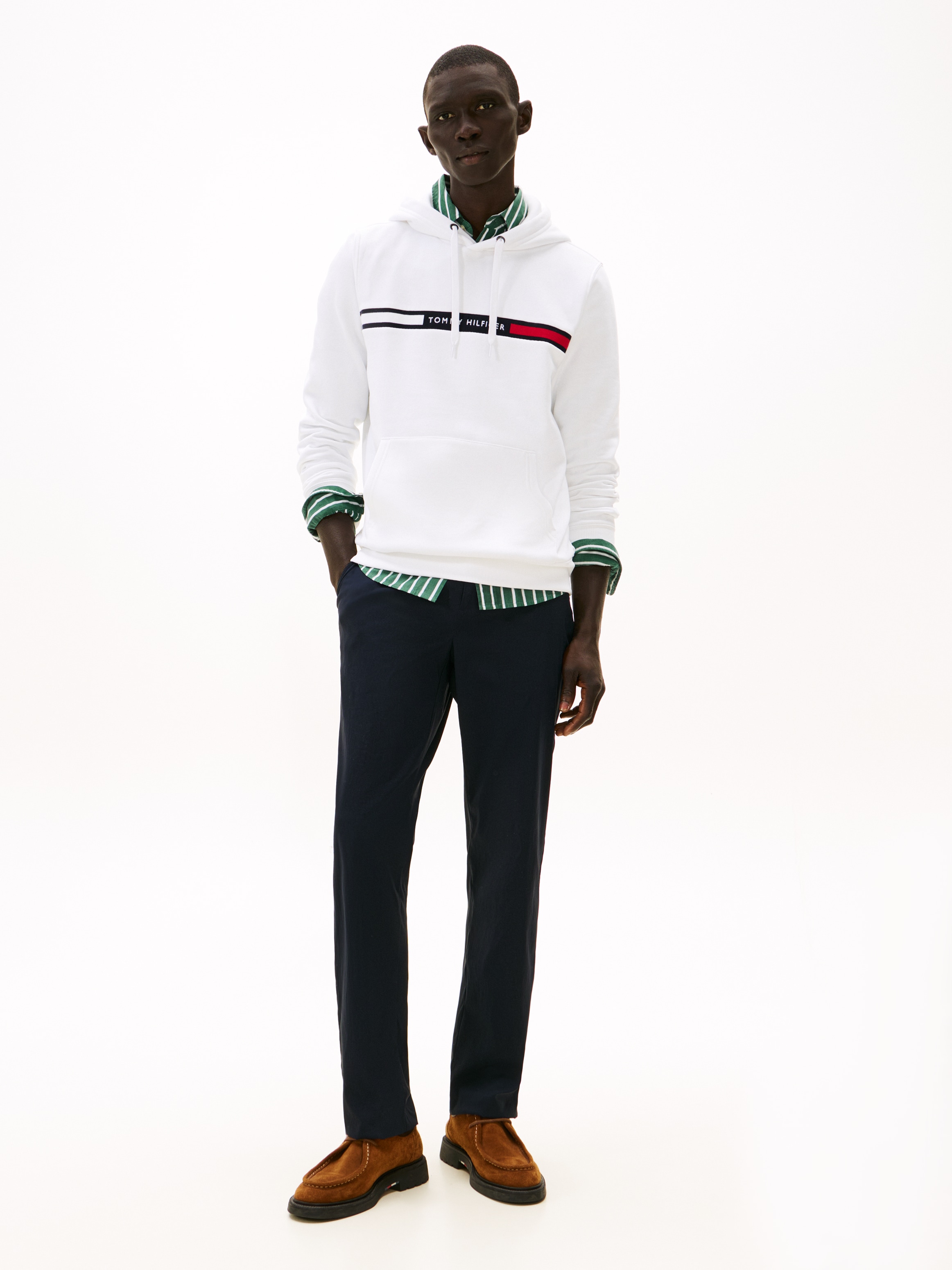 Tommy Hilfiger Kapuzensweatshirt »HILFIGER CHEST INSERT HOODY mit Kapuze und Logoschriftzug«, unifarben, casual, regular fit, Baumwollmix, Kapuze