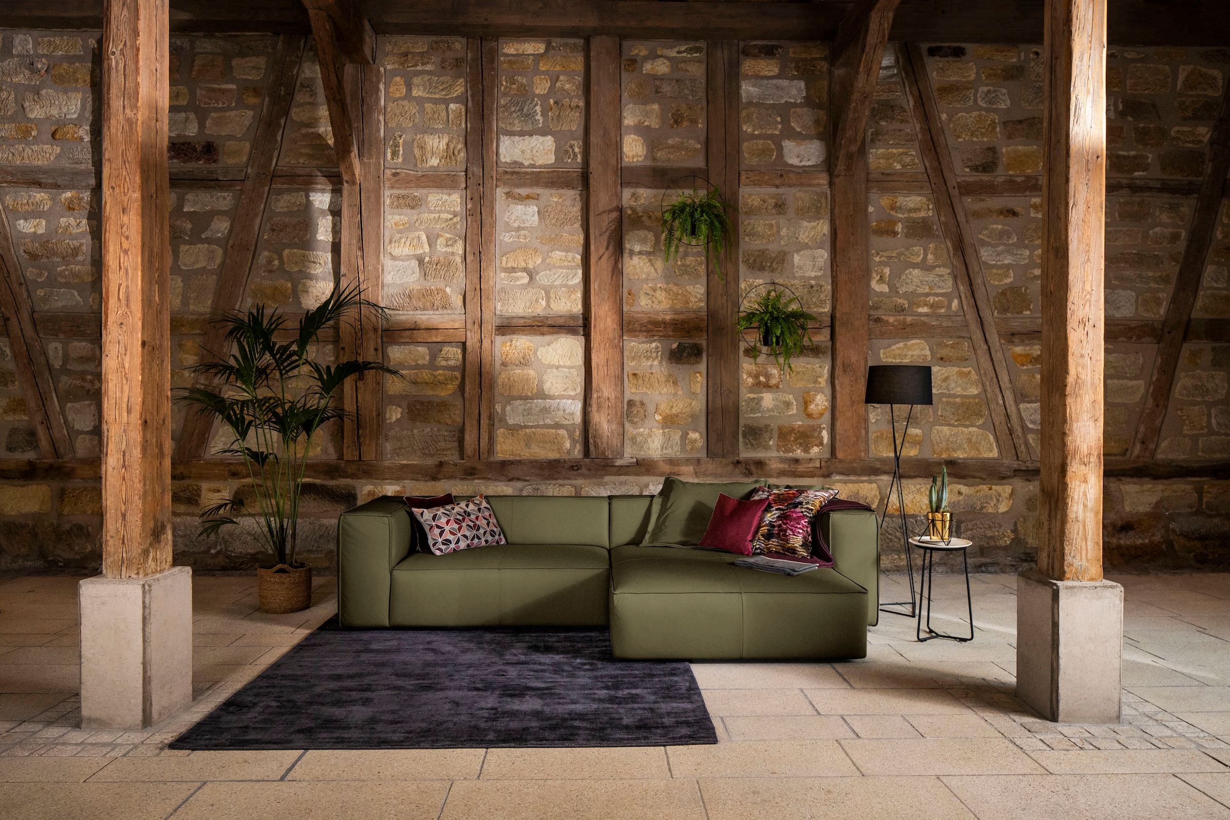 W.SCHILLIG Ecksofa »around-the-block«, (Spar-Set), inklusive Hocker, mit eleganter Biese, mit Federkern