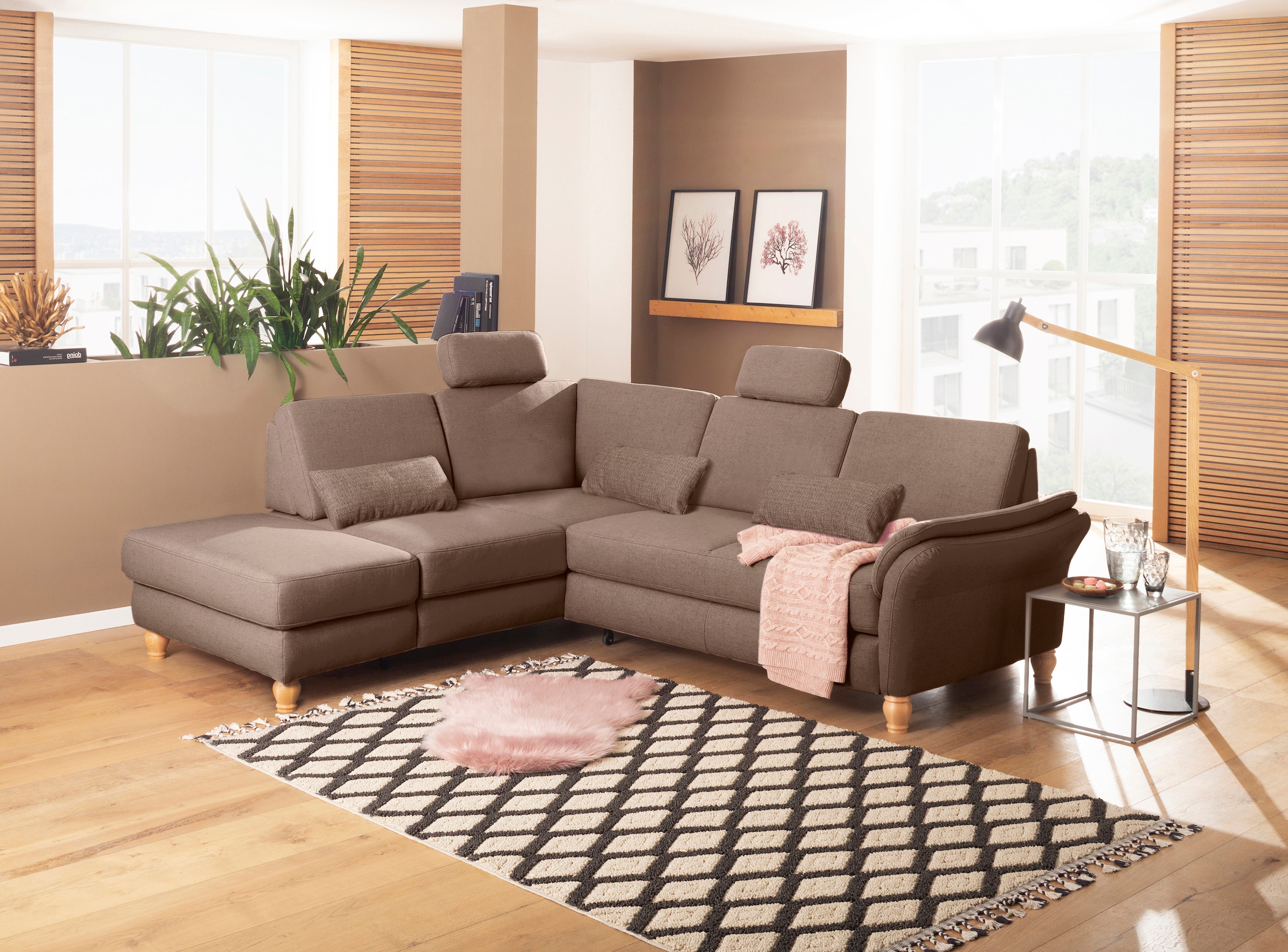 Home affaire Ecksofa "Palace L-Form" incl. Sitztiefenverstellung, wahlweise mit Schlaffunktion und Stauraum