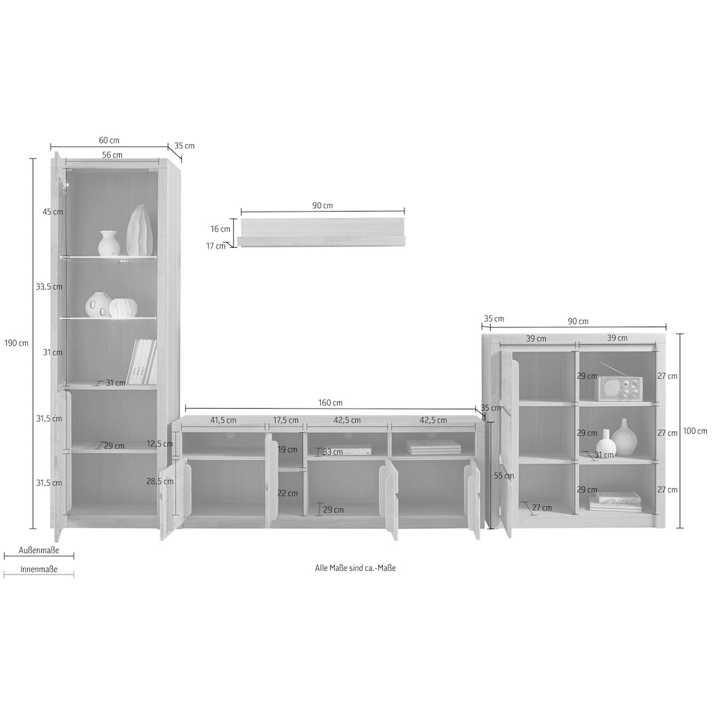 Woltra Wohnwand »Silkeborg«, (Set, 4 St.)