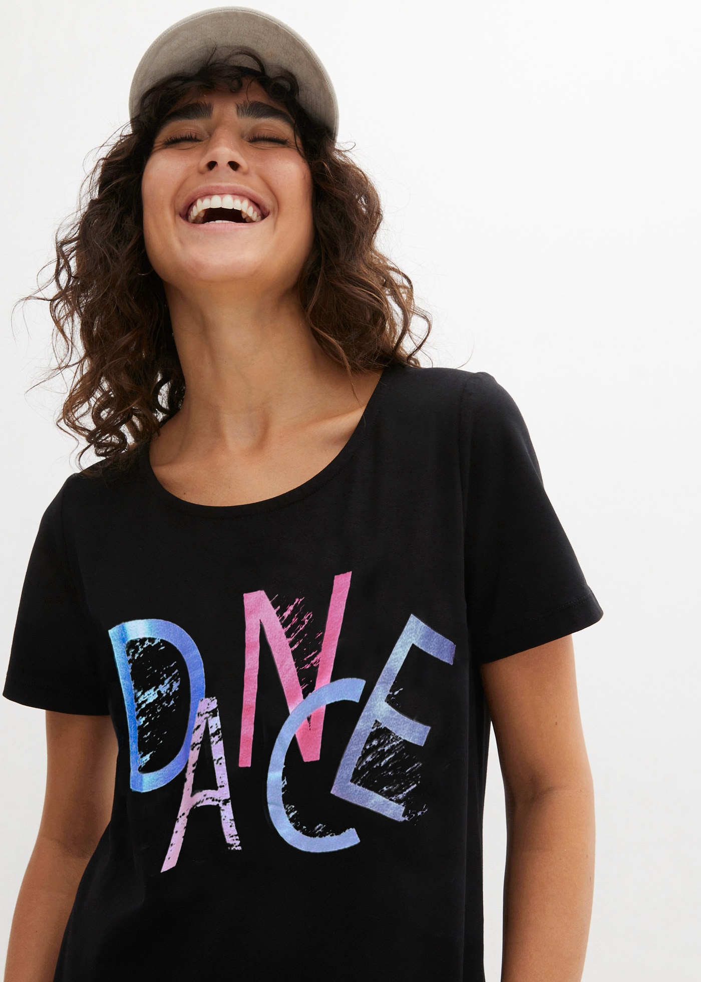 bonprix T-Shirt lockerer Schnitt, Kurzarm, mit Retro-Print, Seitenschlitze günstig online kaufen