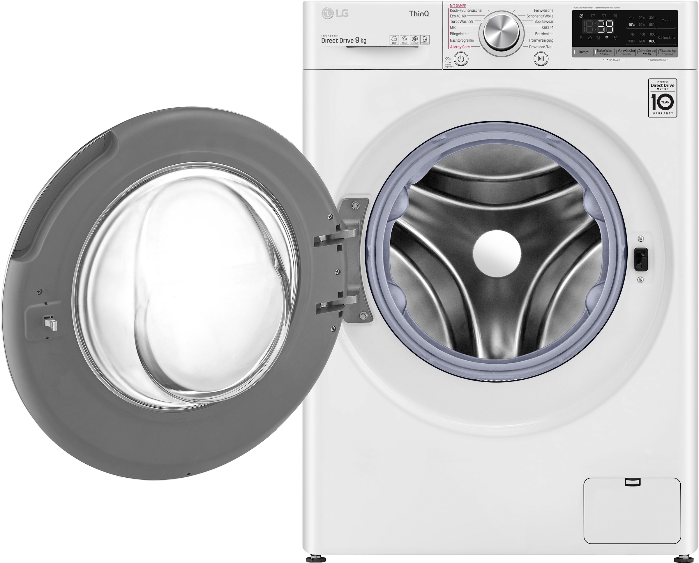 LG Waschmaschine »F6WV709P1«, F6WV709P1, 9 kg, 1600 U/min, TurboWash® - Waschen in nur 39 Minuten