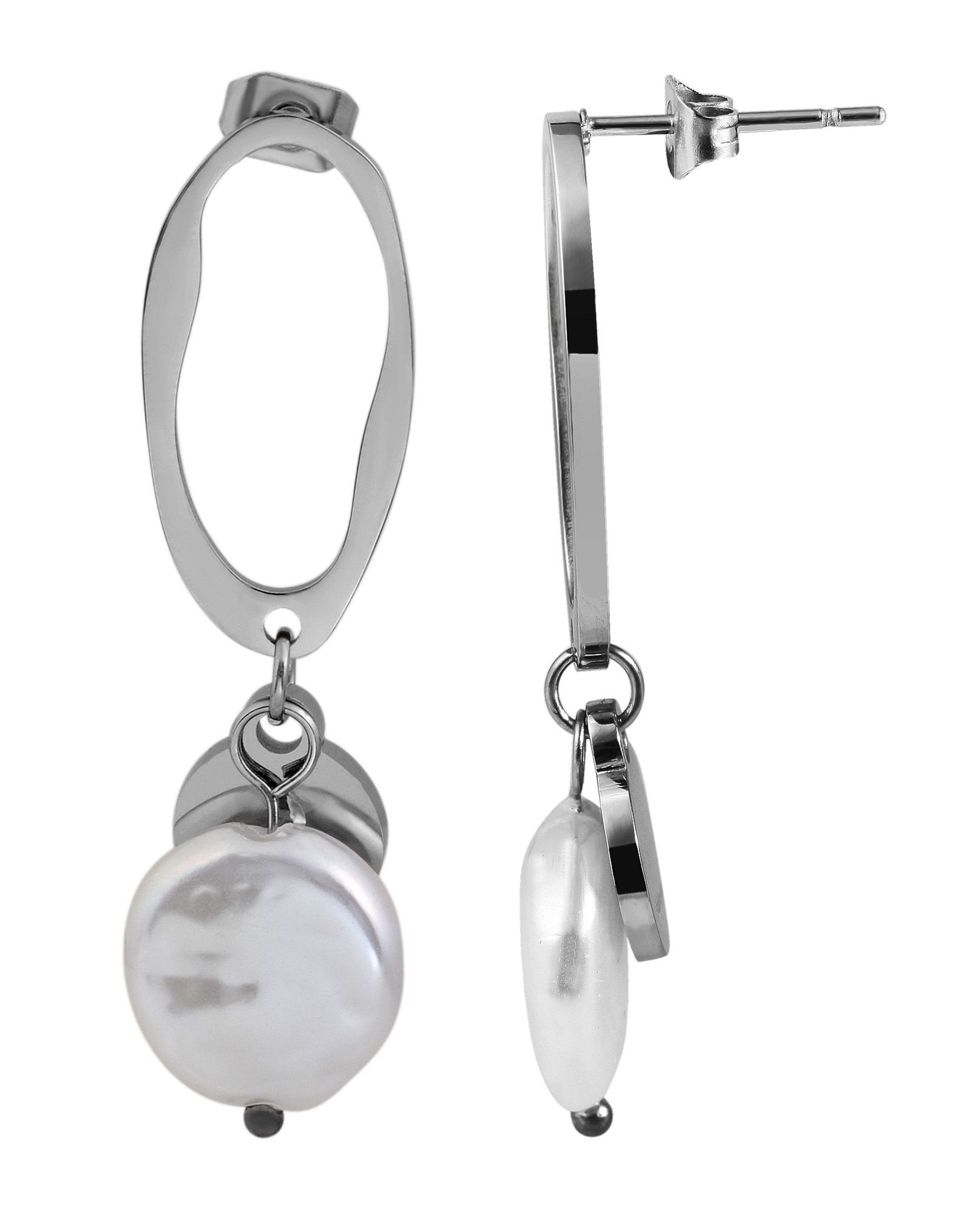 Paar Ohrhänger ADELIA´S "Damen Ohrringe – Ohrstecker aus Edelstahl mit Süßwasserperle", Damen, Gr. Damen, Edelstahl, silber, Ohrringe, Ideal als Geschenk zum Muttertag 2