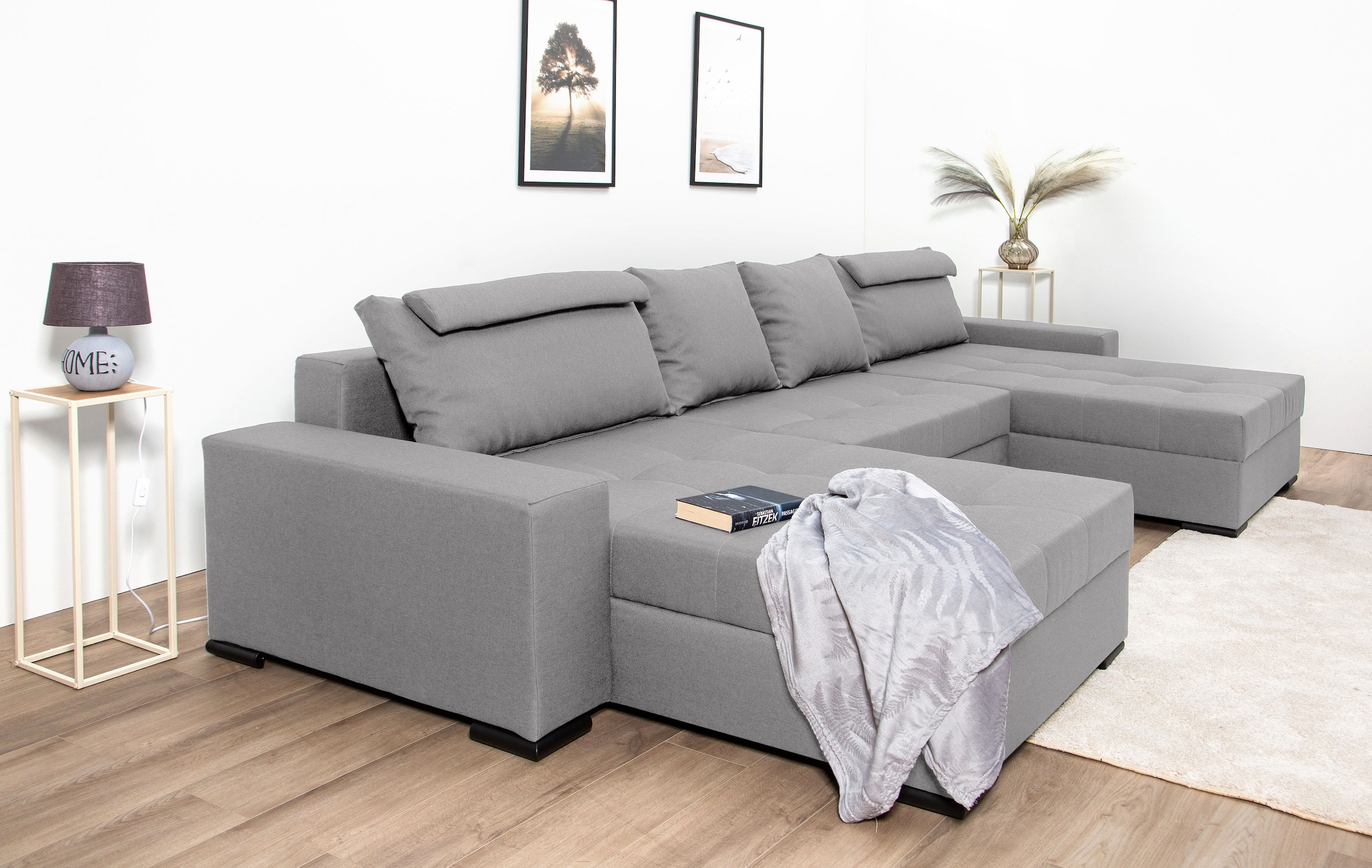 COLLECTION AB Wohnlandschaft »XXXL-Josy Relax U-Form Breite 352 cm, mit 2 gleich großen Recamieren«, inkl. Bettfunktion, Bettkasten, mit 4 Rückenkissen in zwei Größen