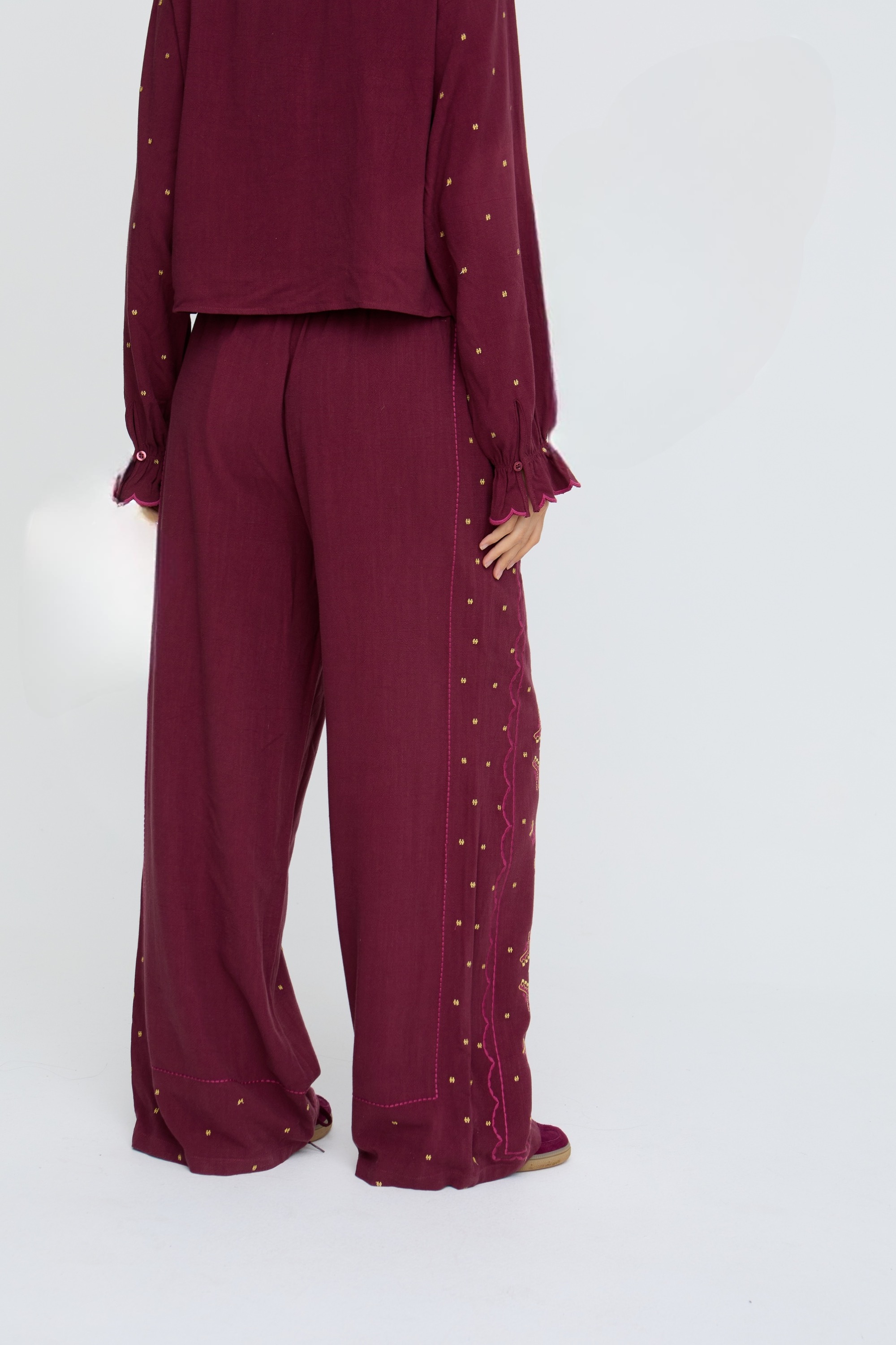 Raffya Penny Wide Leg Embroidered Trouser Violet 44 3