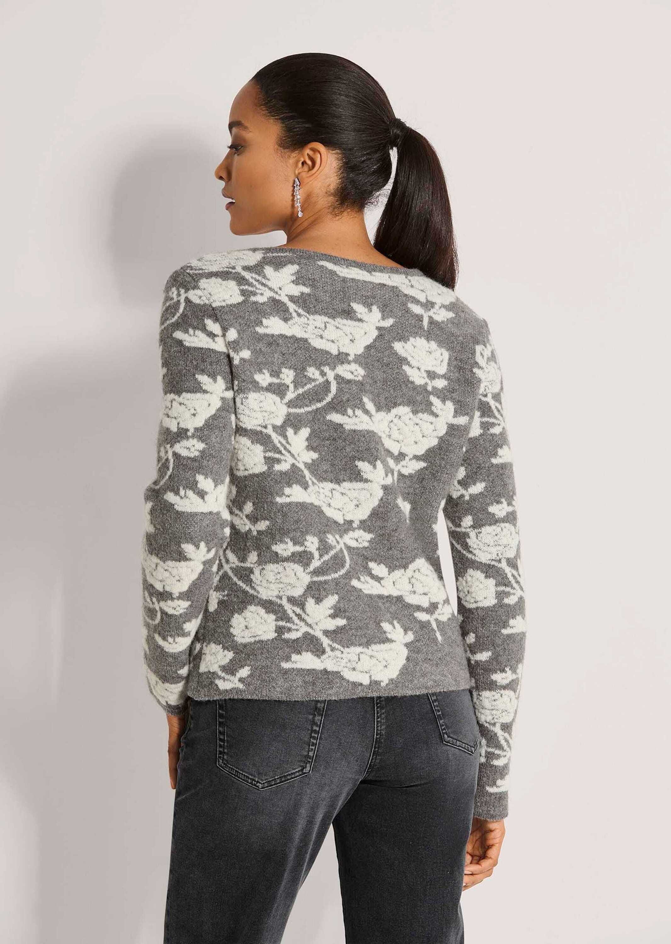 MADELEINE Longpullover »Pullover Jacquard-Pullover mit V-Ausschnitt«