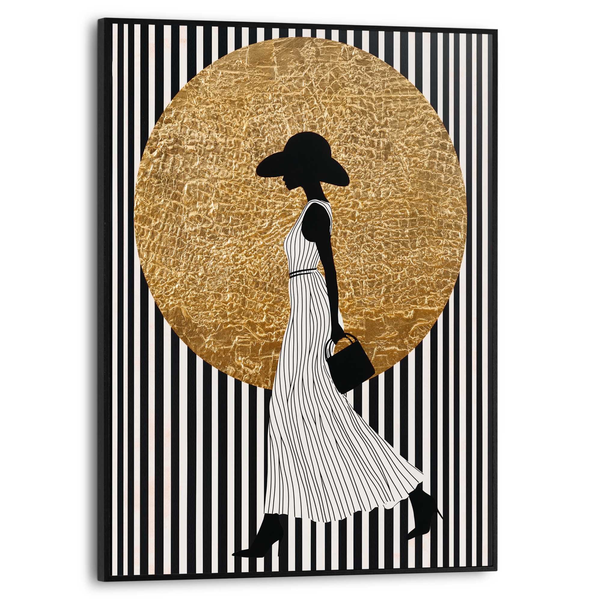 Reinders Poster "Walking Lady", Wohnzimmer - Dame - Streife - Schwarz-Weiß günstig online kaufen