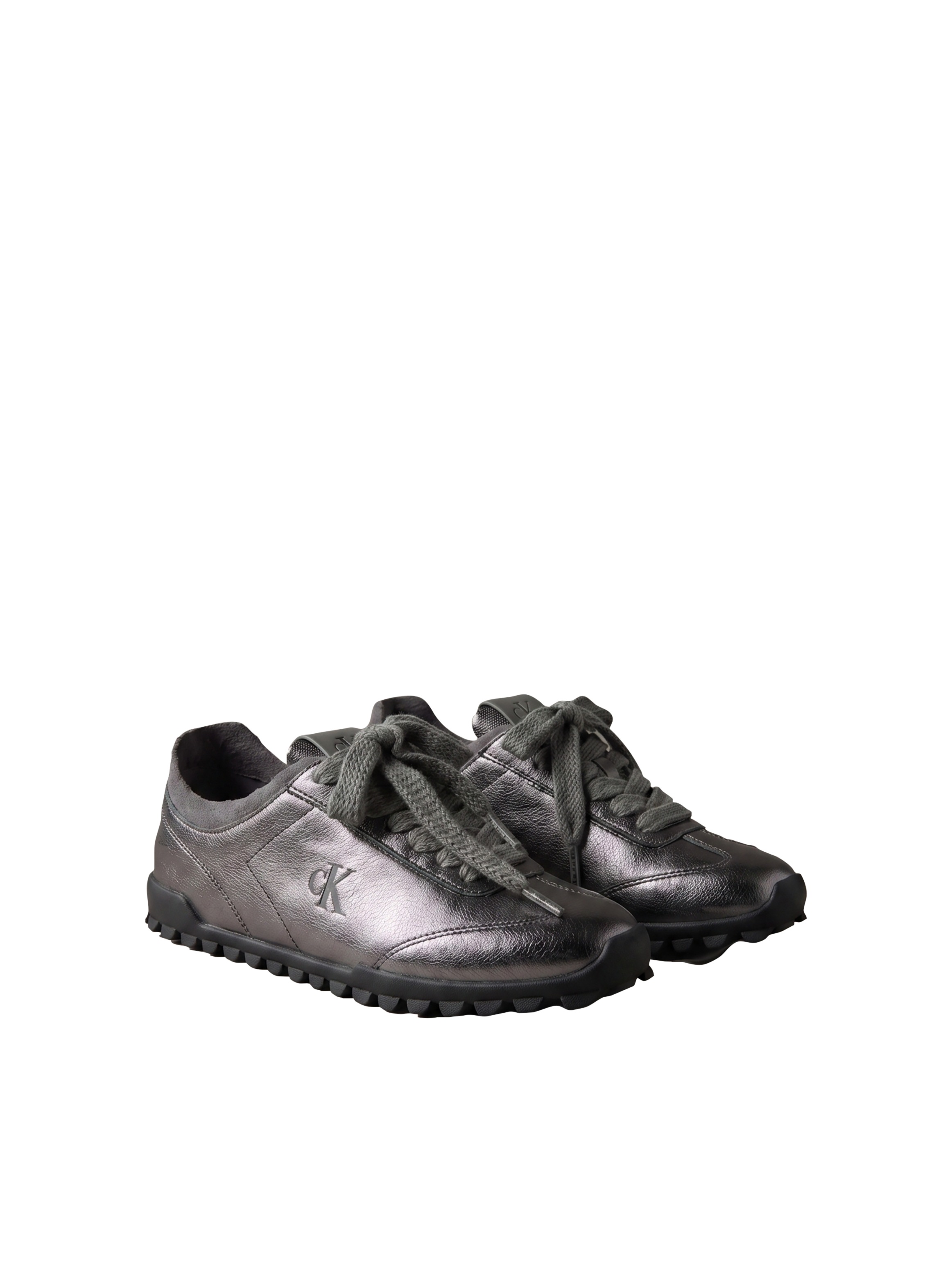 CALVIN KLEIN Damen Sneaker "LOW PROFILE SNEAKER MET", Gr. 37, silber, Leder, Lederimitat, metallic, Schuhe, Halbschuh, Freizeitschuh, Schnürschuh in