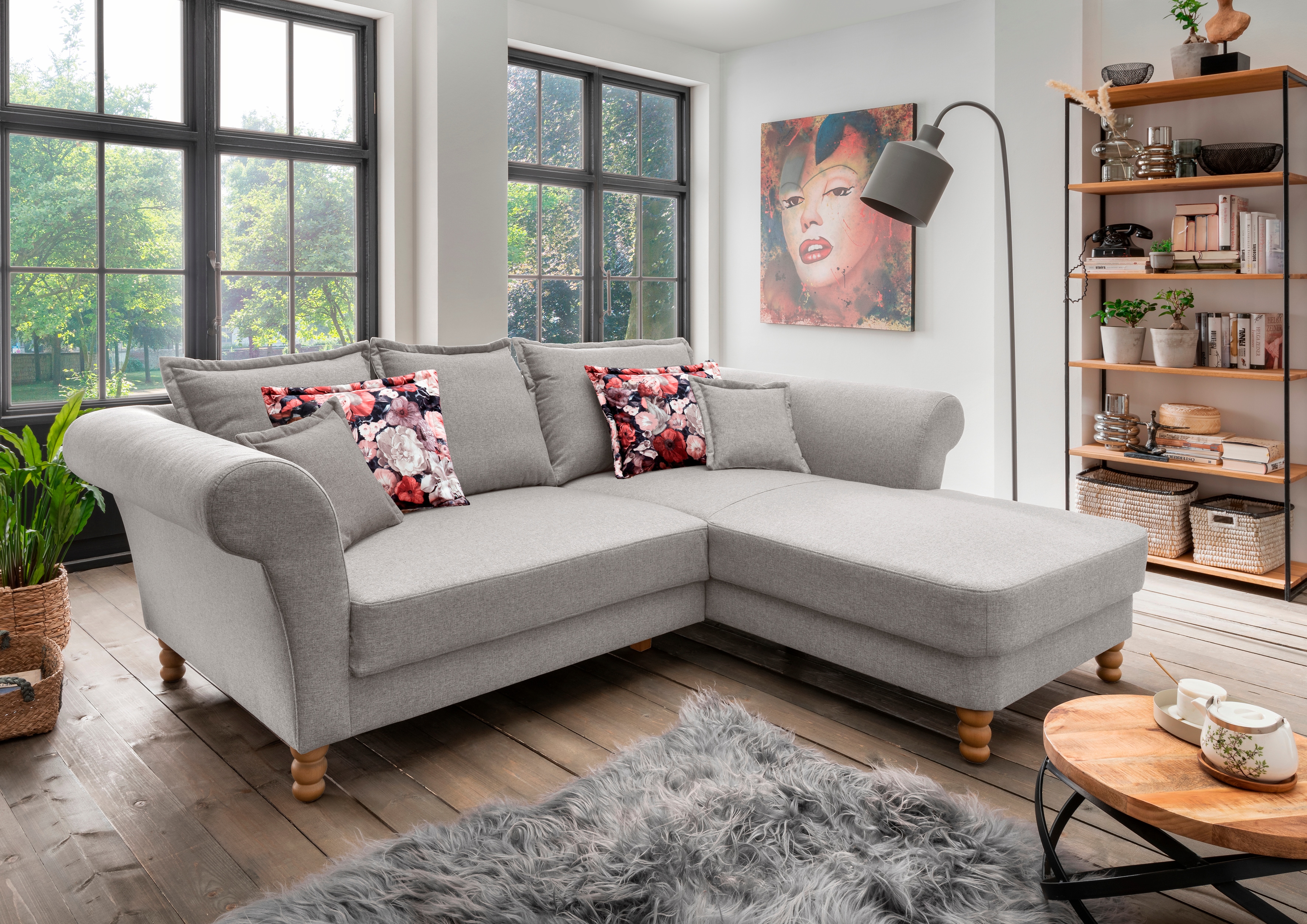 Home affaire Ecksofa "Tassilo Mega Polsterecke mit Kaltschaum im Sitz, bequem, L-Form" hoher Sitzkomfort, Breite 262cm, Komfortsitzhöhe 48cm, zeitlos elegant