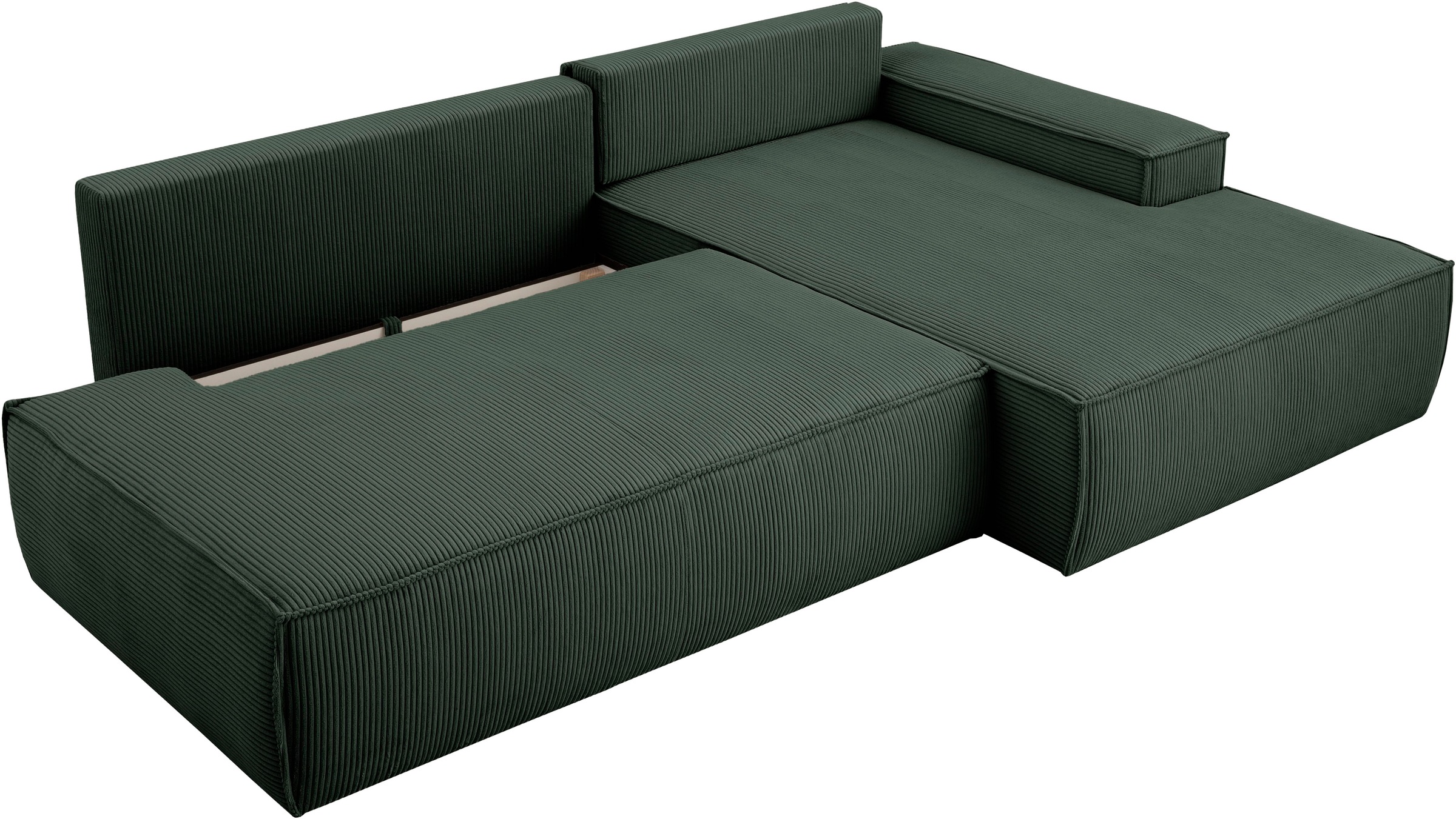 Home affaire Ecksofa »SHERWOOD, Schlafsofa in L-Form offen (275cm), Cord, Leinenoptik«, Schlaffunktion und Bettkasten, Kedernaht, hoher Sitz- & Liegekomfort