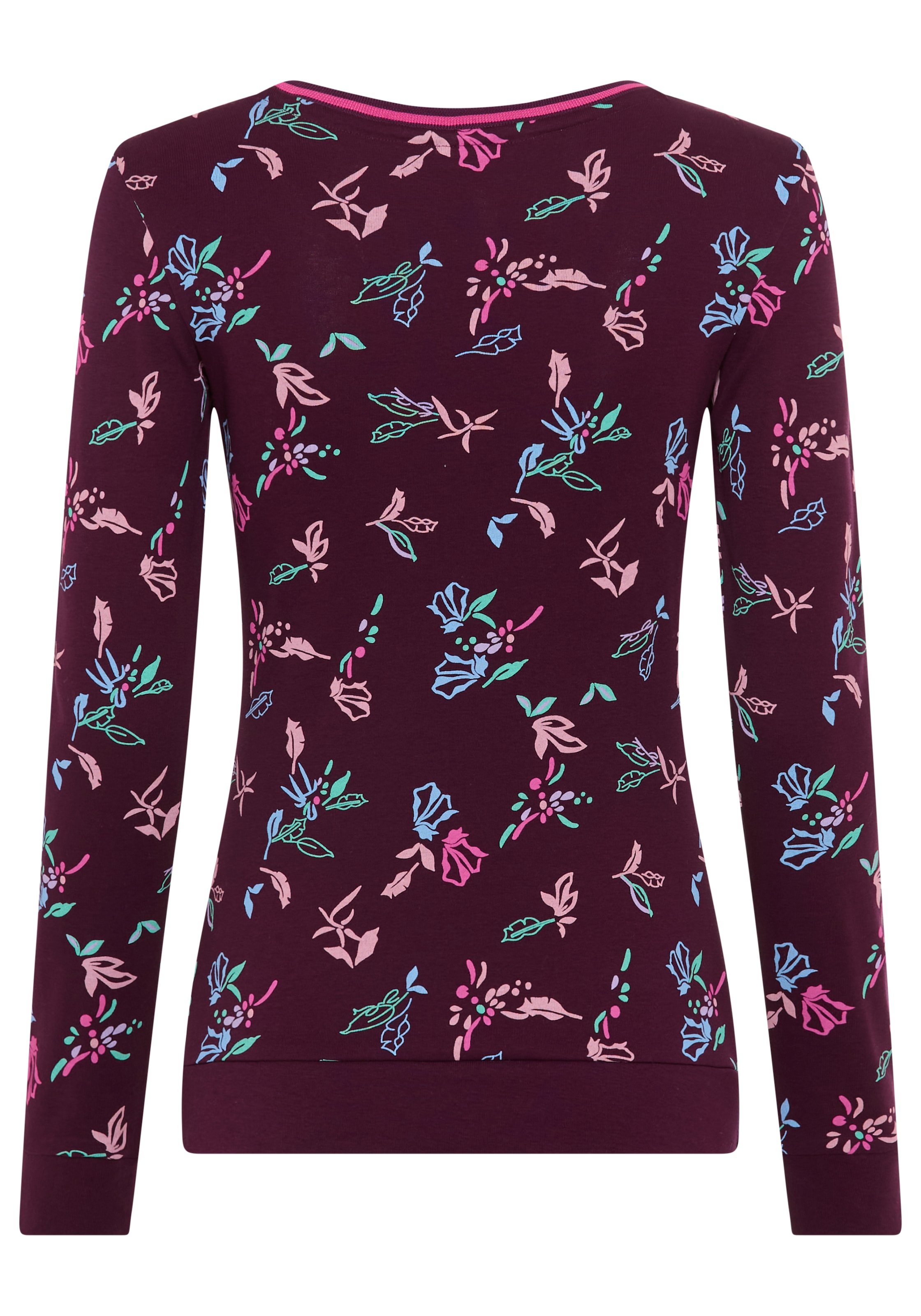 KangaROOS Langarmshirt, mit Allover-Print und Kontrastdetails