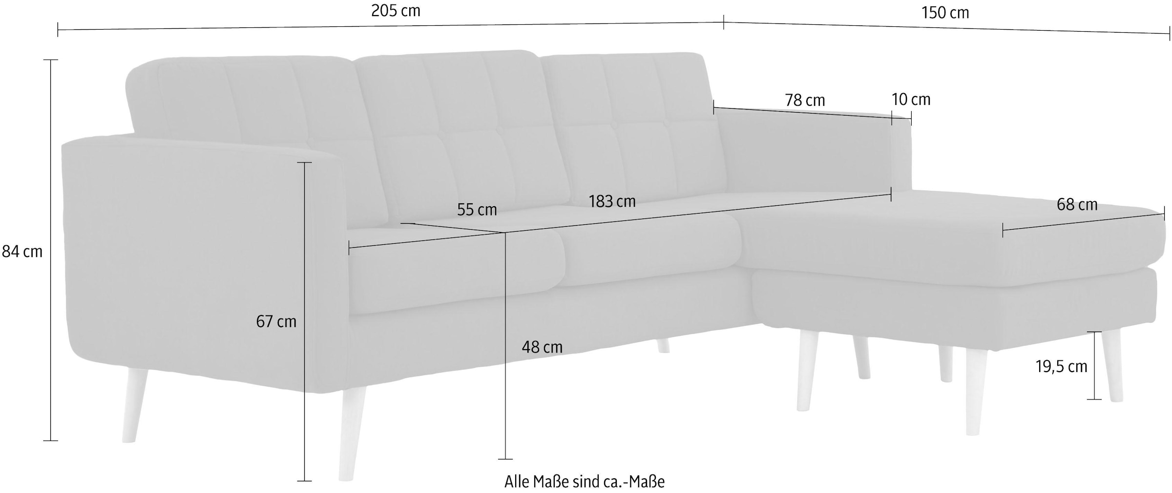 Home affaire Ecksofa »Brest L-Form«, mit Knopfheftung und Steppung im Rücken, geradliniges Design