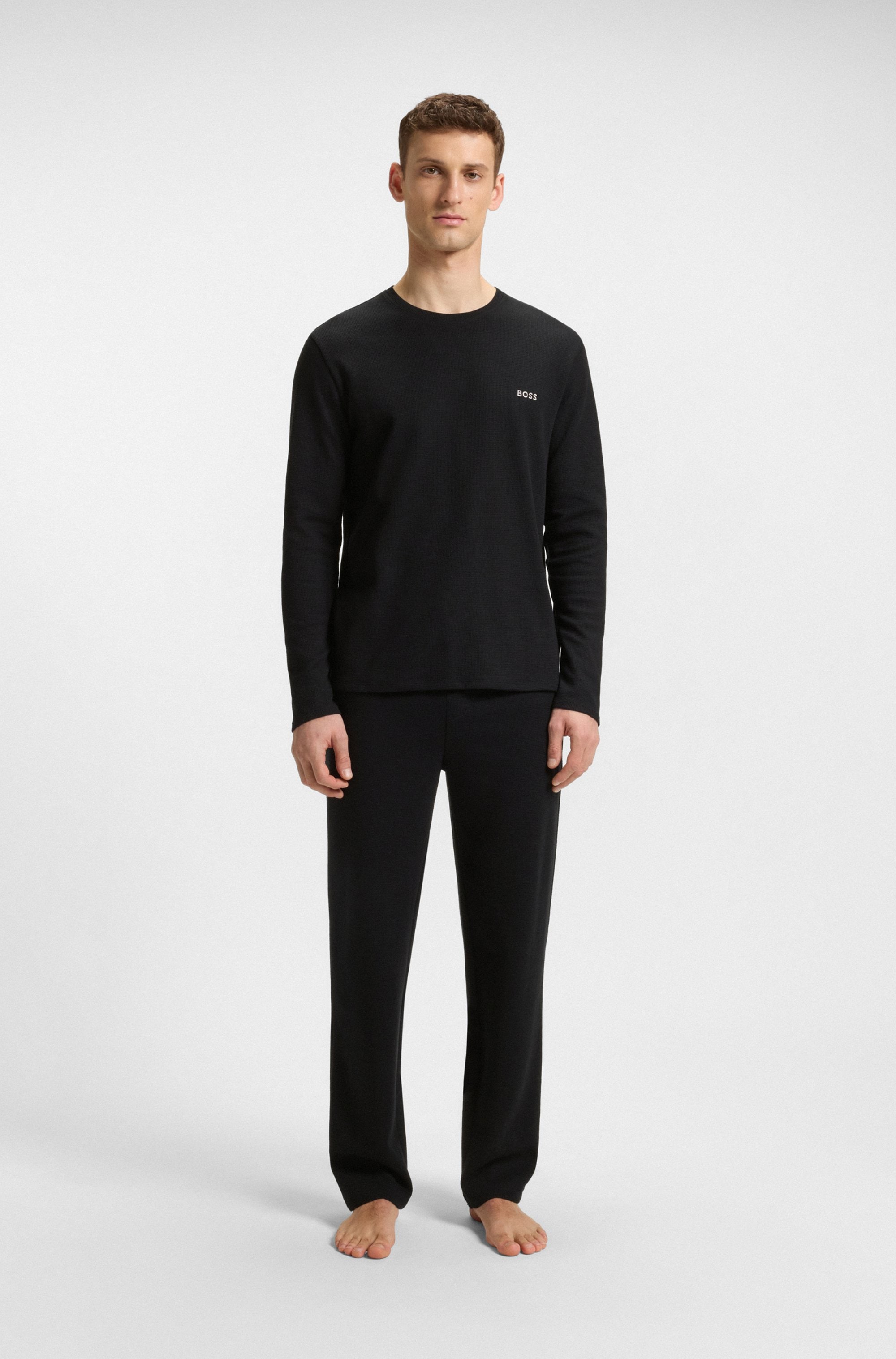 BOSS Pyjamaoberteil »Waffle LS-Shirt«