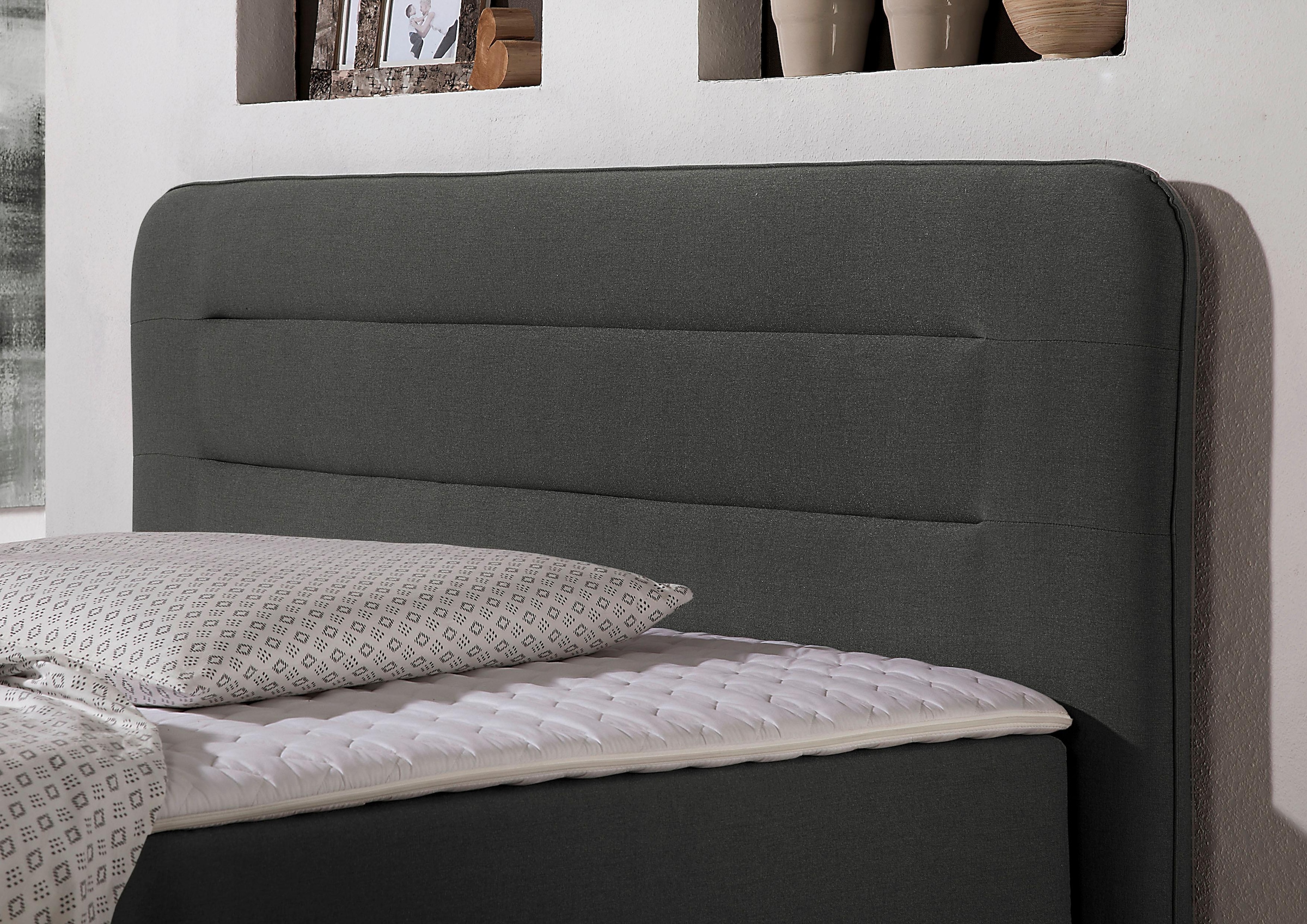 Home affaire Boxspringbett »Manchester«, 5 Breiten, 3 Ausführungen, 2 Härtegraden, Topper, Steppung