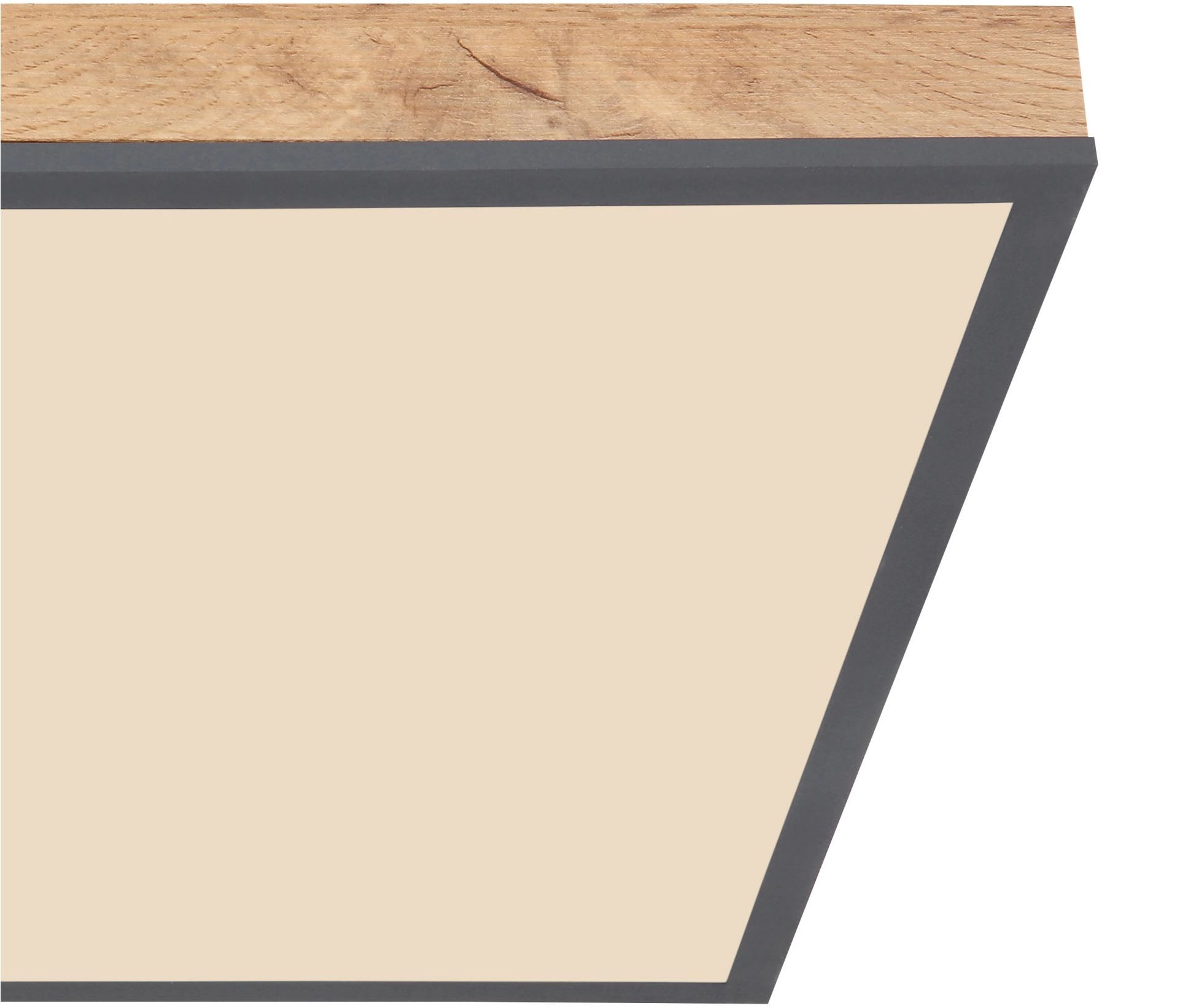 GLOBO LIGHTING LED Deckenleuchte »DORO«, 1 flammig, Leuchtmittel LED-Modul | LED fest integriert, Quadratische Deckenlampe, 3000 Kelvin, Wohnzimmer, Holzoptik, Eiche