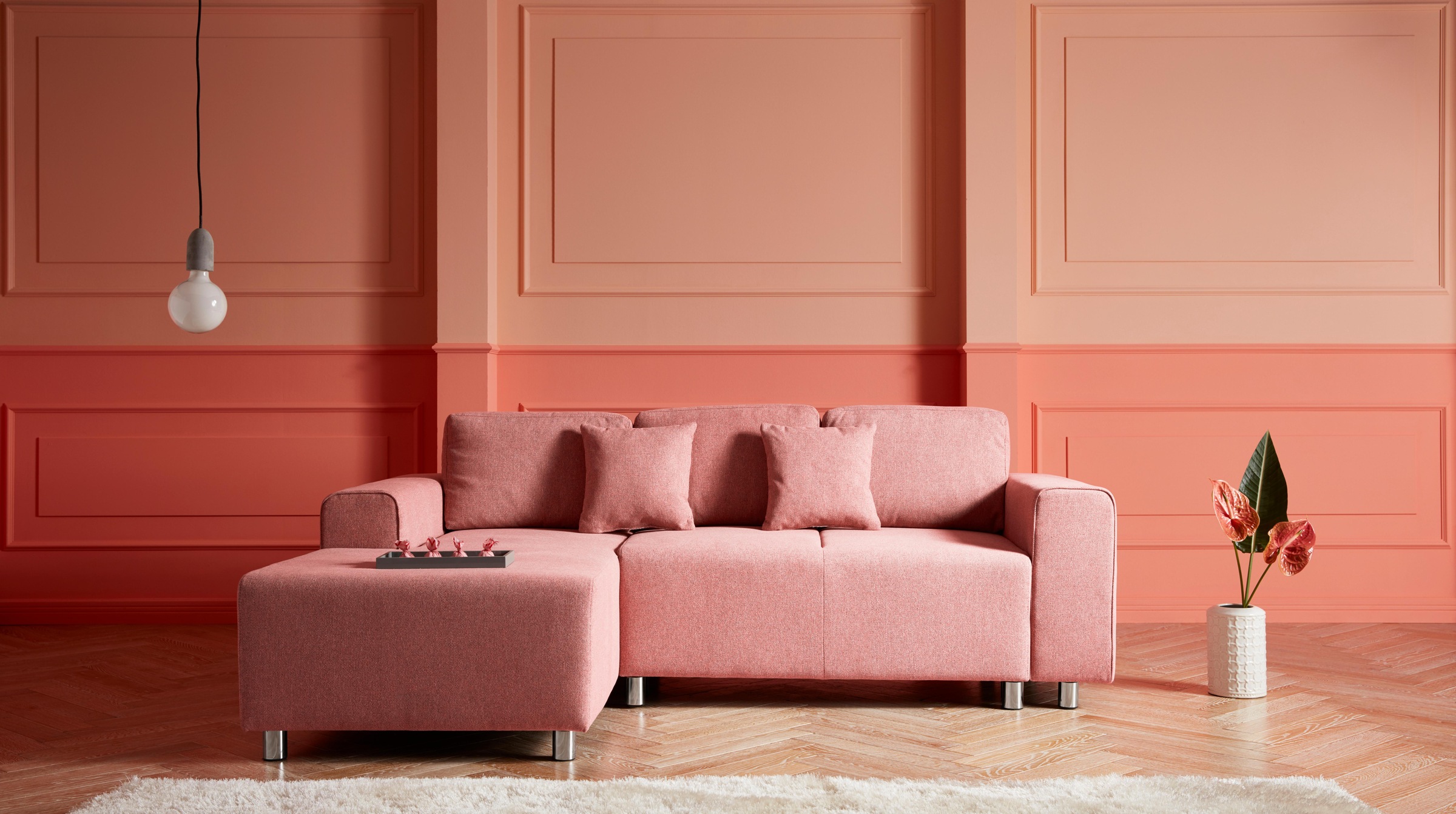 Guido Maria Kretschmer Home&Living Ecksofa »Györ«, L-Form, wahlweise mit Bettfunktion und Bettkasten incl. 2 Zierkissen
