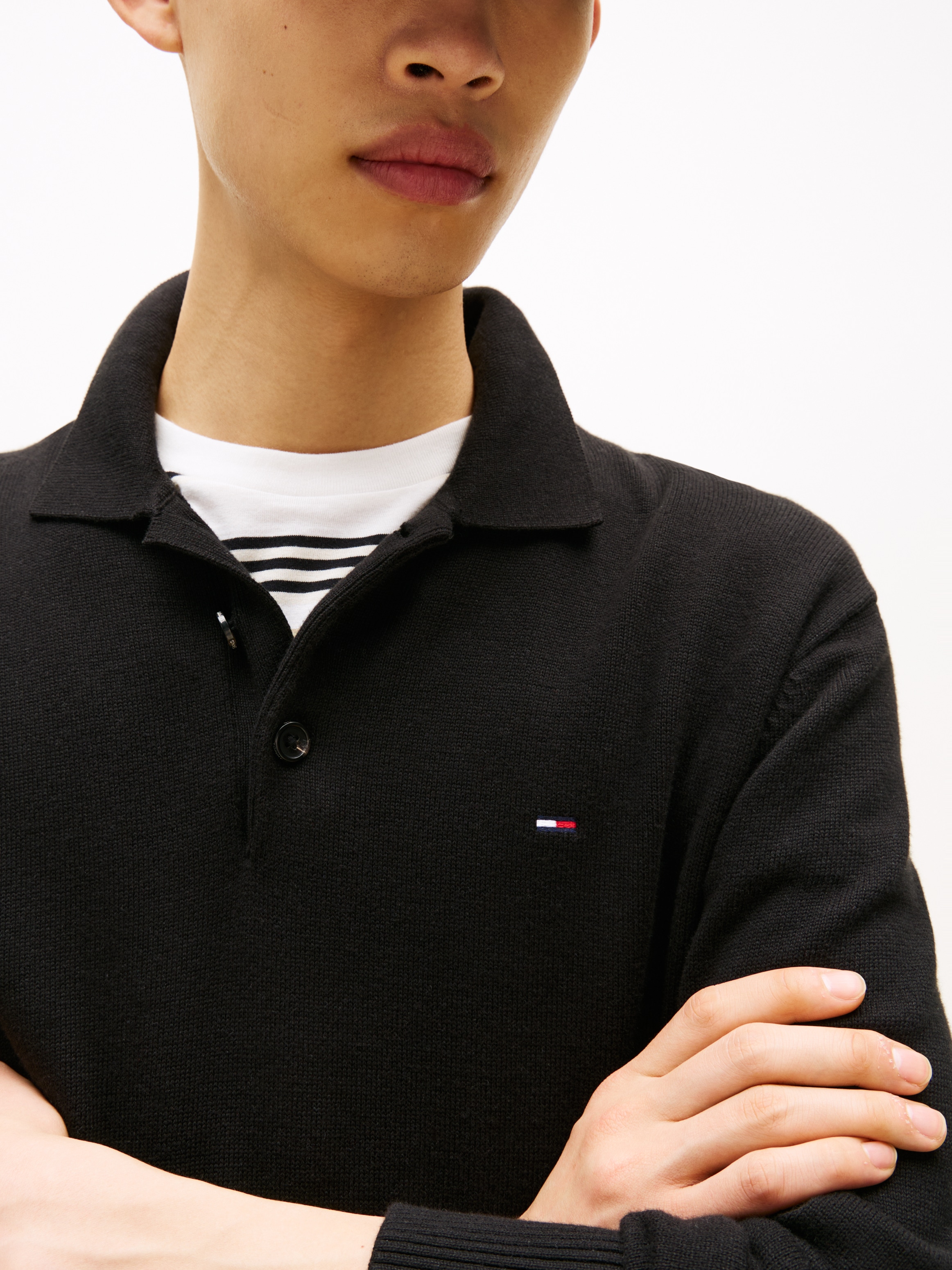 Tommy Jeans Polokragenpullover »TJM SLIM ESSENTIAL POLO SWEATER« mit Logostickerei