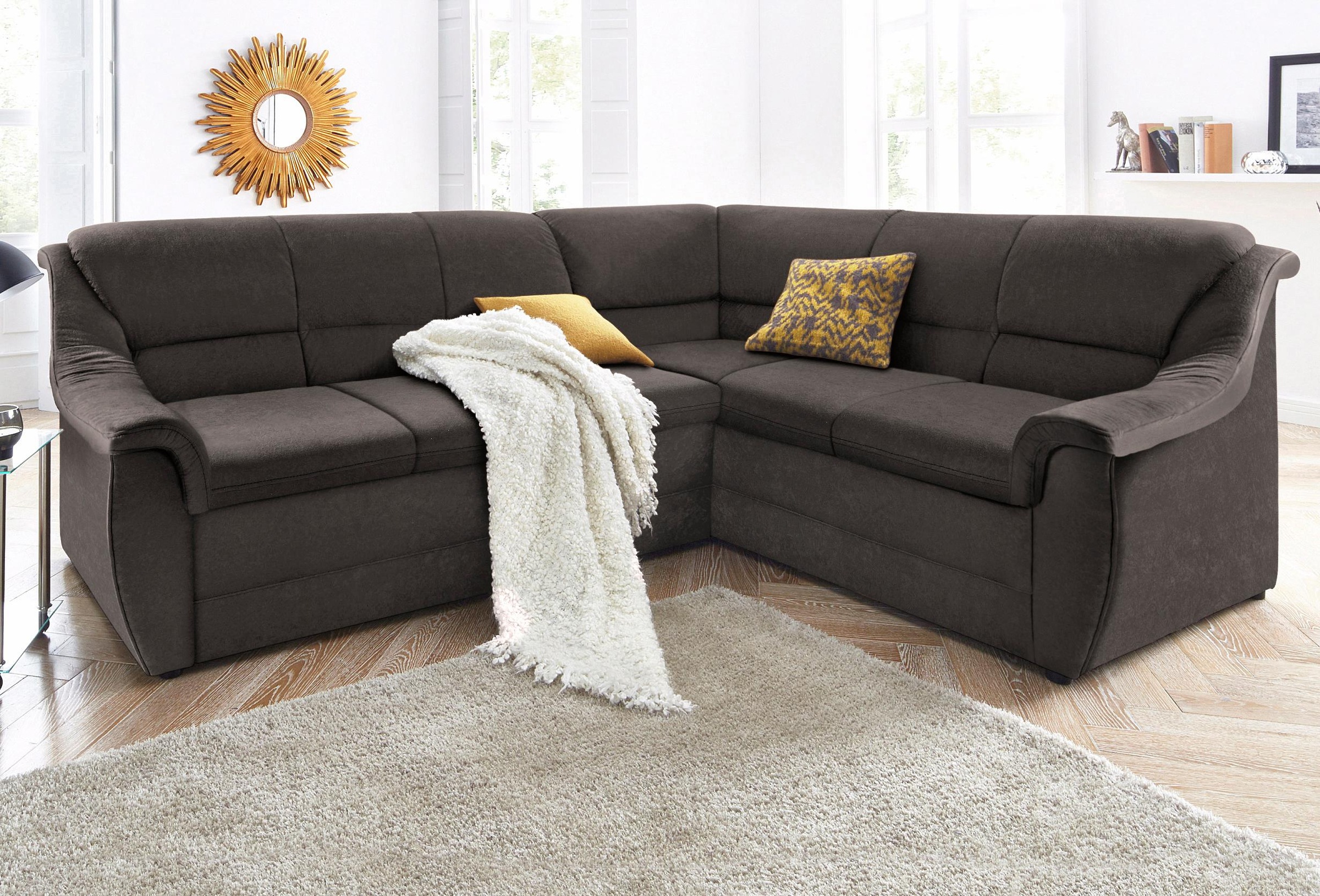 DOMO collection Ecksofa "Lale zeitlose Formensprache, komfortabel, Breite 251cm, L-Form" mit langem Schenkel, wahlweise mit Bettfunktion