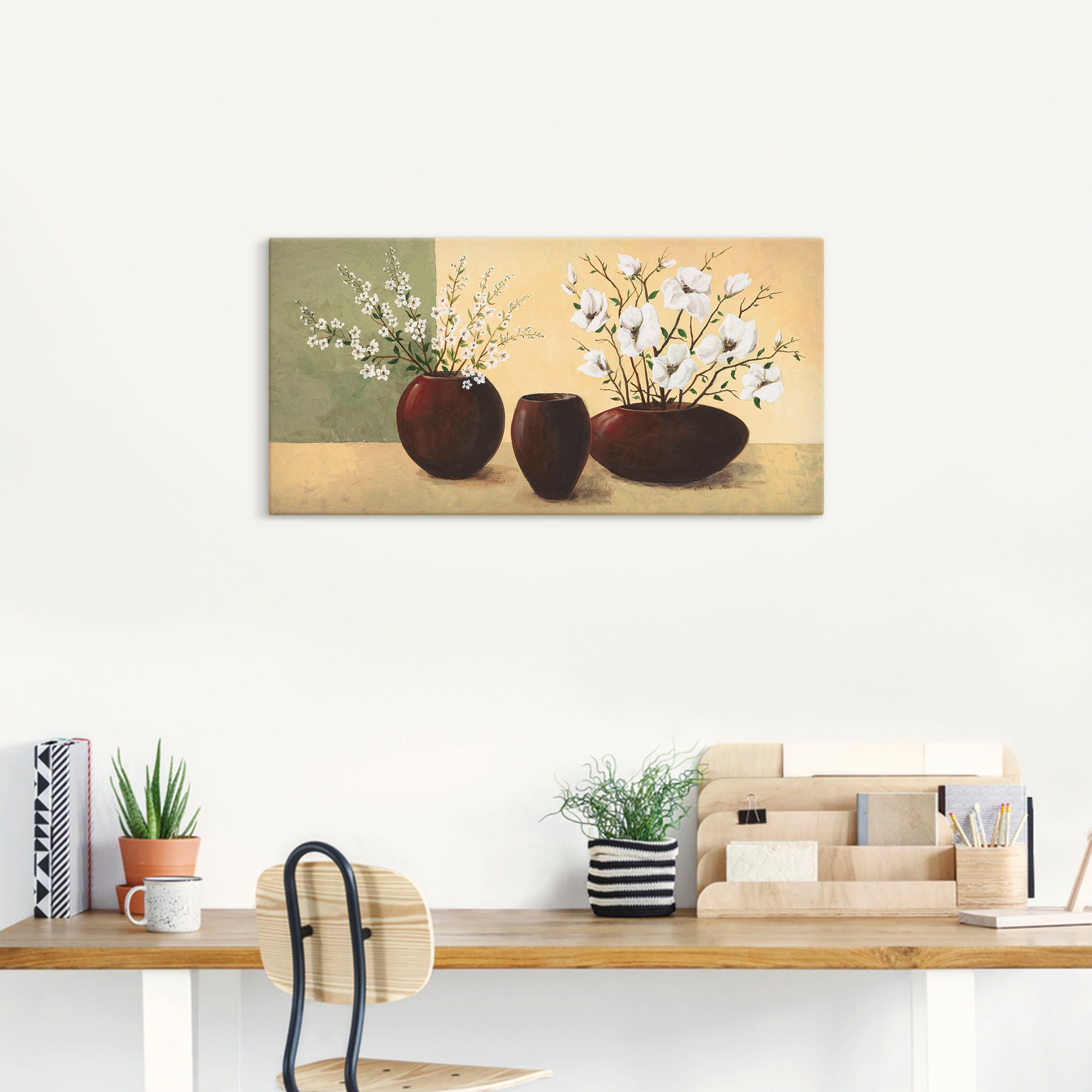 Artland Wandbild "Magnolien" Vasen & Töpfe 1 Stk. tlg. auf Holzrahmen gespa günstig online kaufen