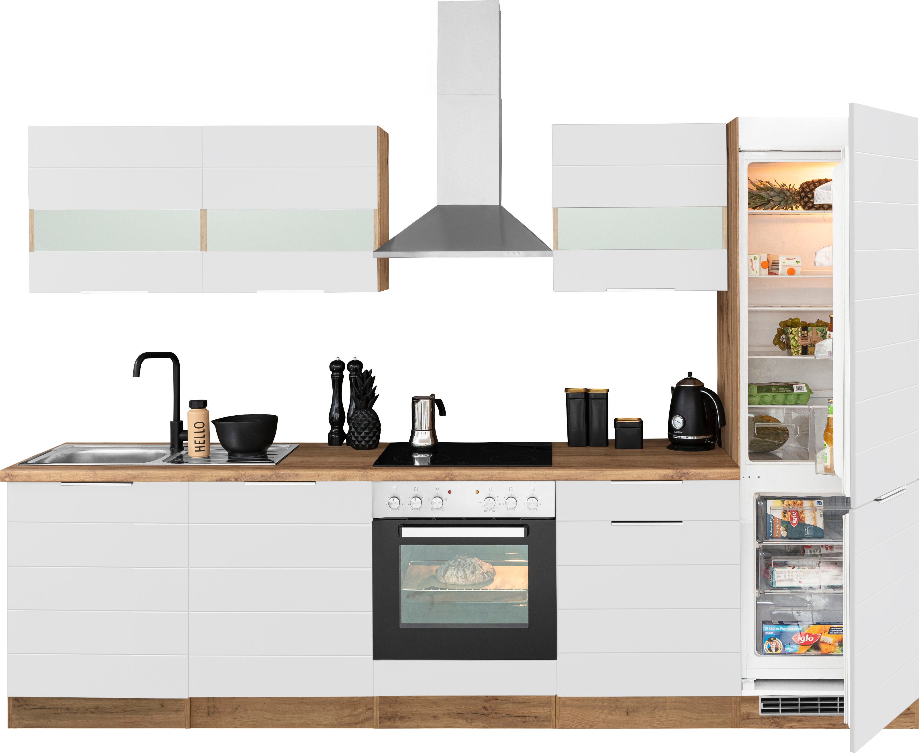 Thumbnail - KOCHSTATION Küchenzeile "KS-Luhe" 300 cm breit, wahlweise mit oder ohne E-Geräten, gefräste MDF-Fronten