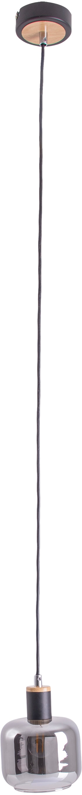 näve Pendelleuchte »Fumoso«, 1 flammig, Leuchtmittel E14 | ohne Leuchtmittel, Glasschirm dunkel getönt (rauchoptik) 1xE14 Höhe 120cm schwarz natur